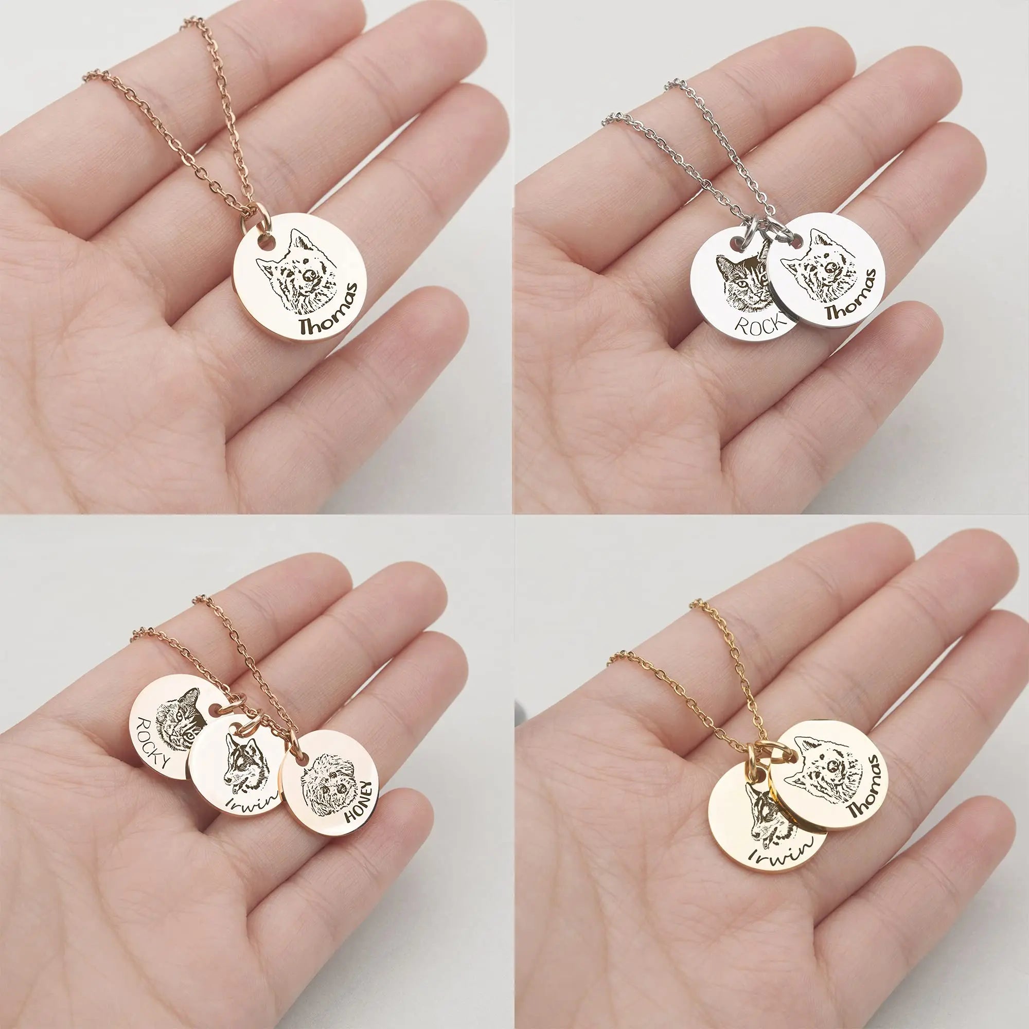 Anavia Personalized Pet Portrait Necklace Custom Pet Memorial Anavia