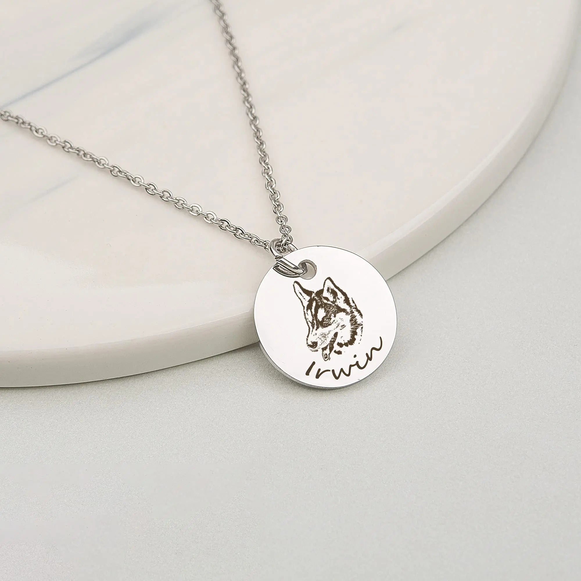 Anavia Personalized Pet Portrait Necklace Custom Pet Memorial Anavia