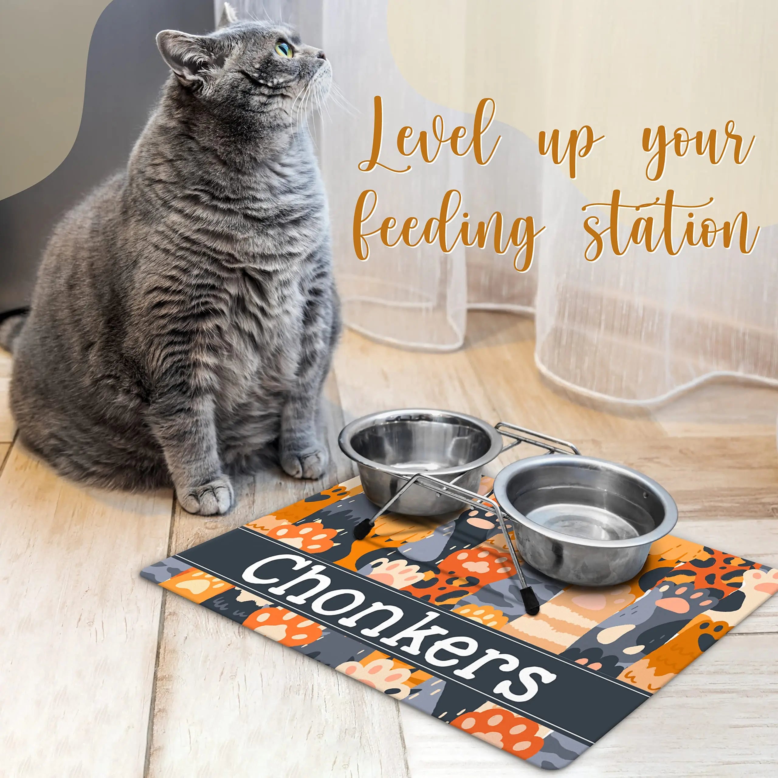 Brd Gifts Personalized Dog Food Mat, 30 Designs & 3 Size Options, 15 Fonts - Custom Pet Mat for Food and Water, Absorbent & Waterproof Brd Gifts