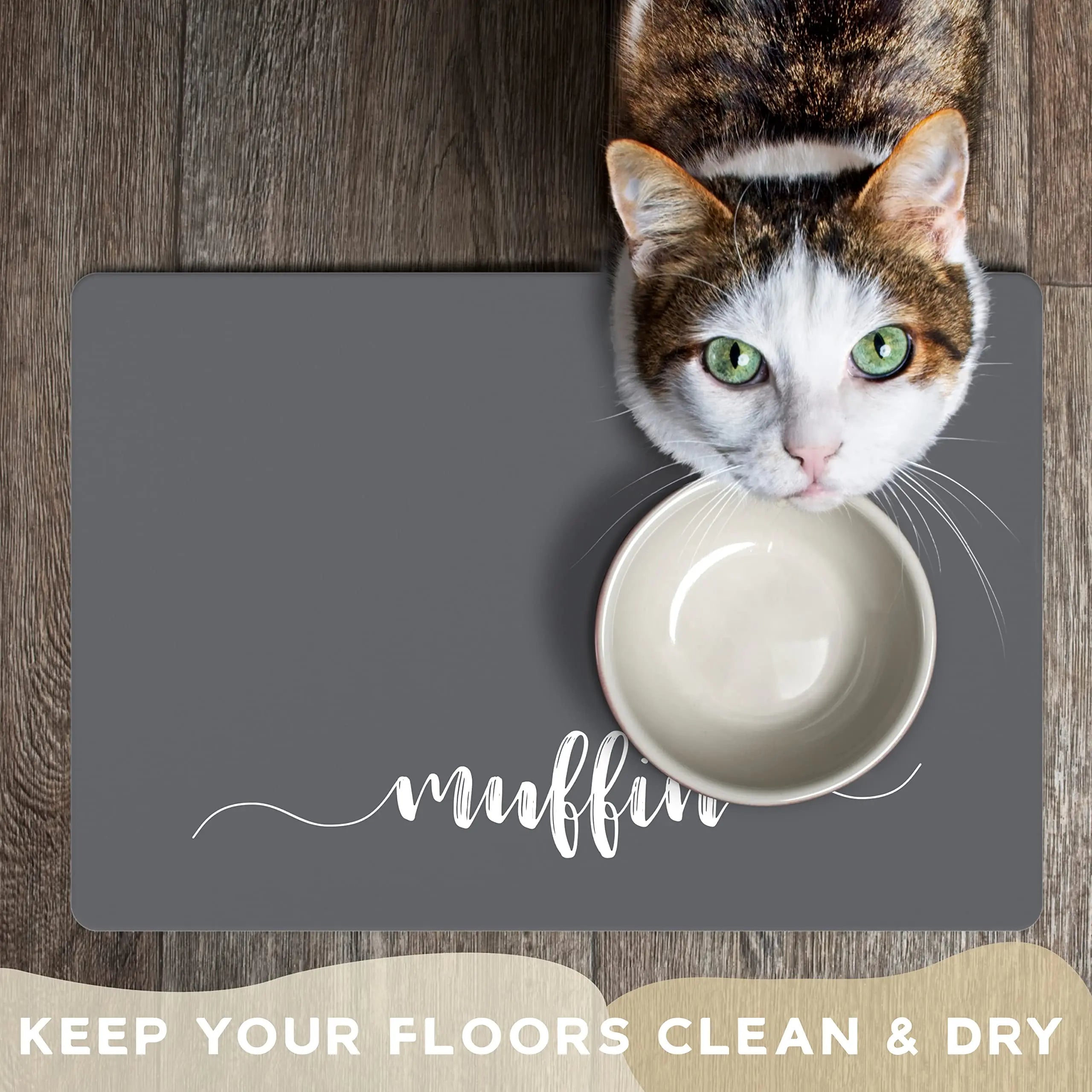 Brd Gifts Personalized Dog Food Mat, 30 Designs & 3 Size Options, 15 Fonts - Custom Pet Mat for Food and Water, Absorbent & Waterproof Brd Gifts