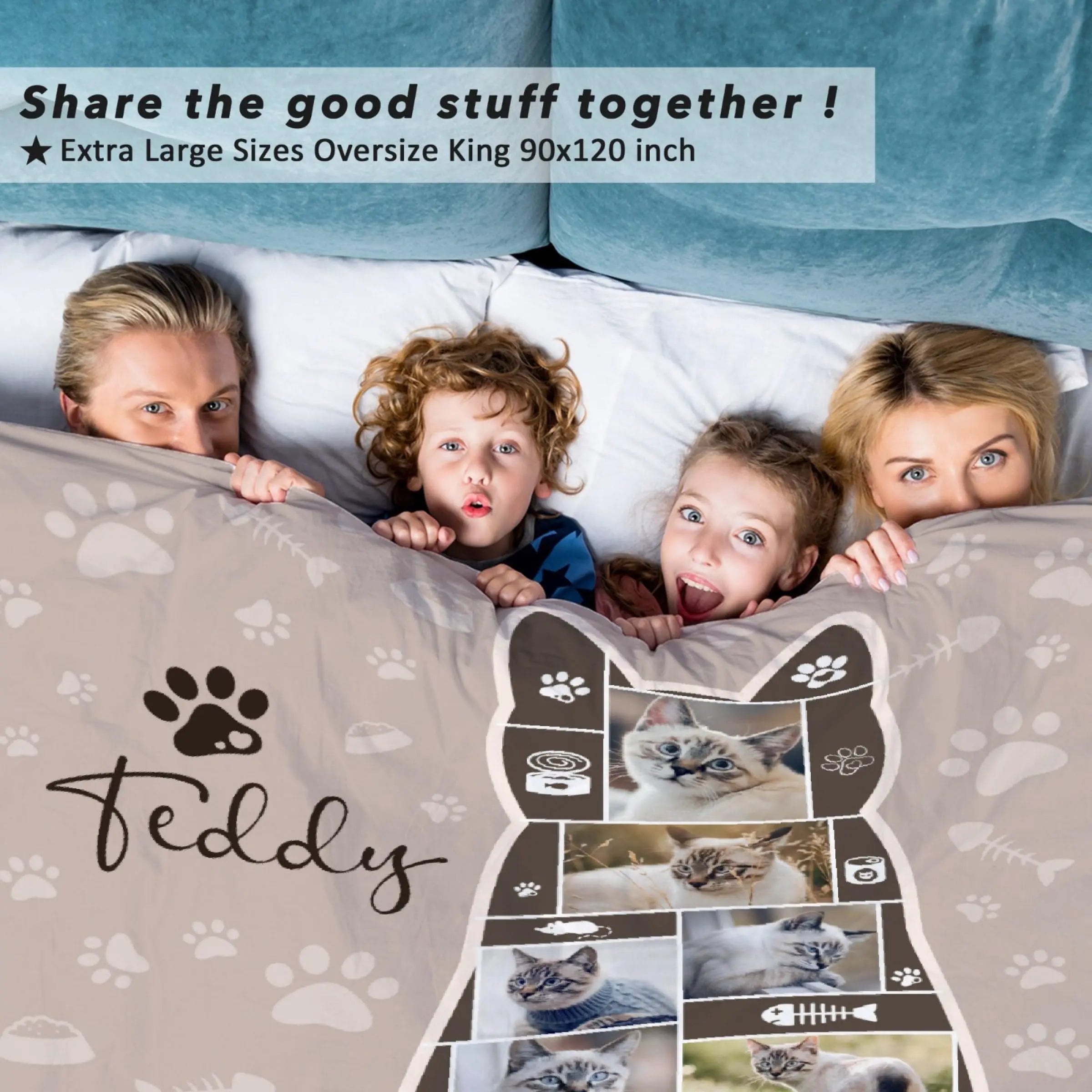 Custom Cat Blanket 60x80 Personalized Gift for Cat Lovers KAWAII BLANKET