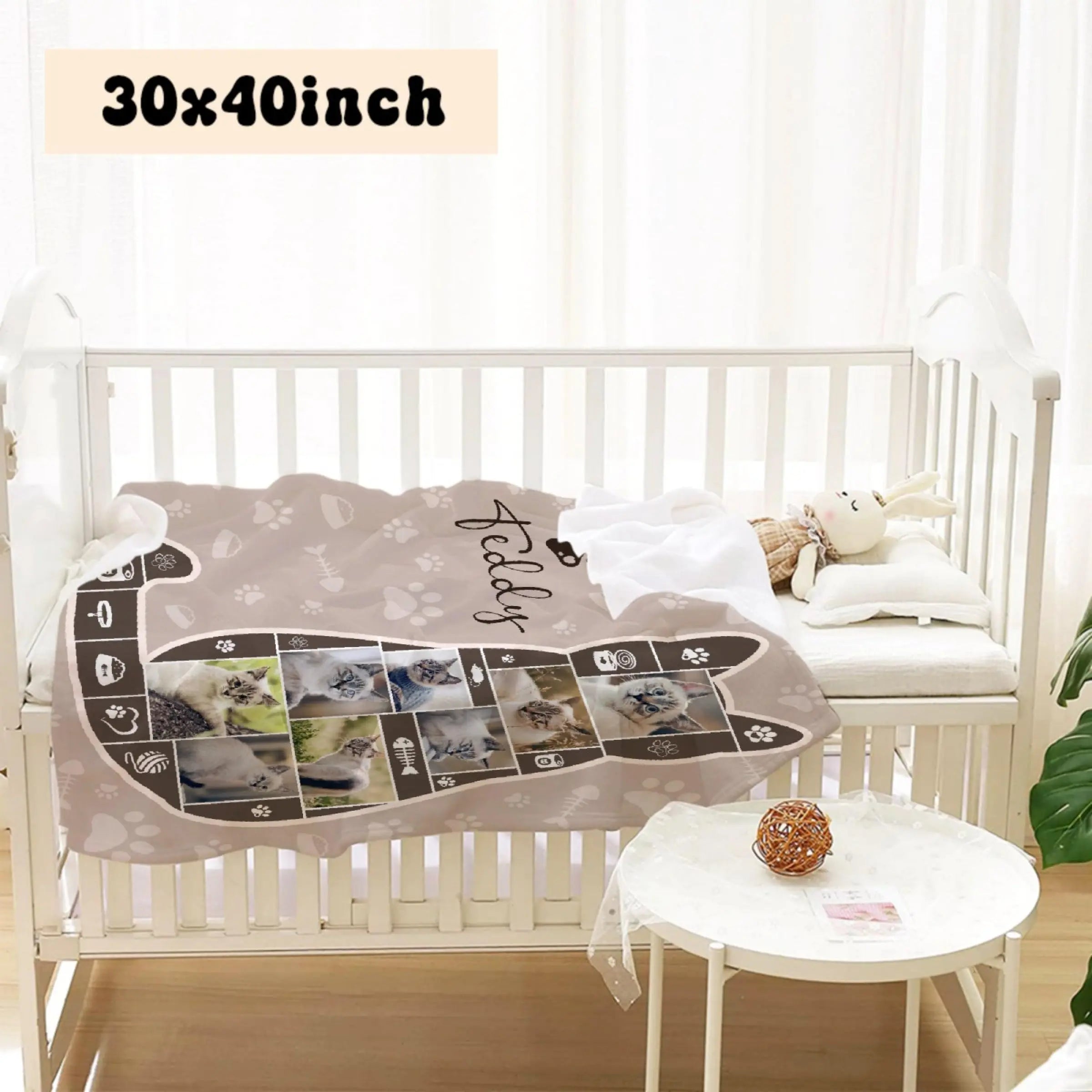 Custom Cat Blanket 60x80 Personalized Gift for Cat Lovers KAWAII BLANKET