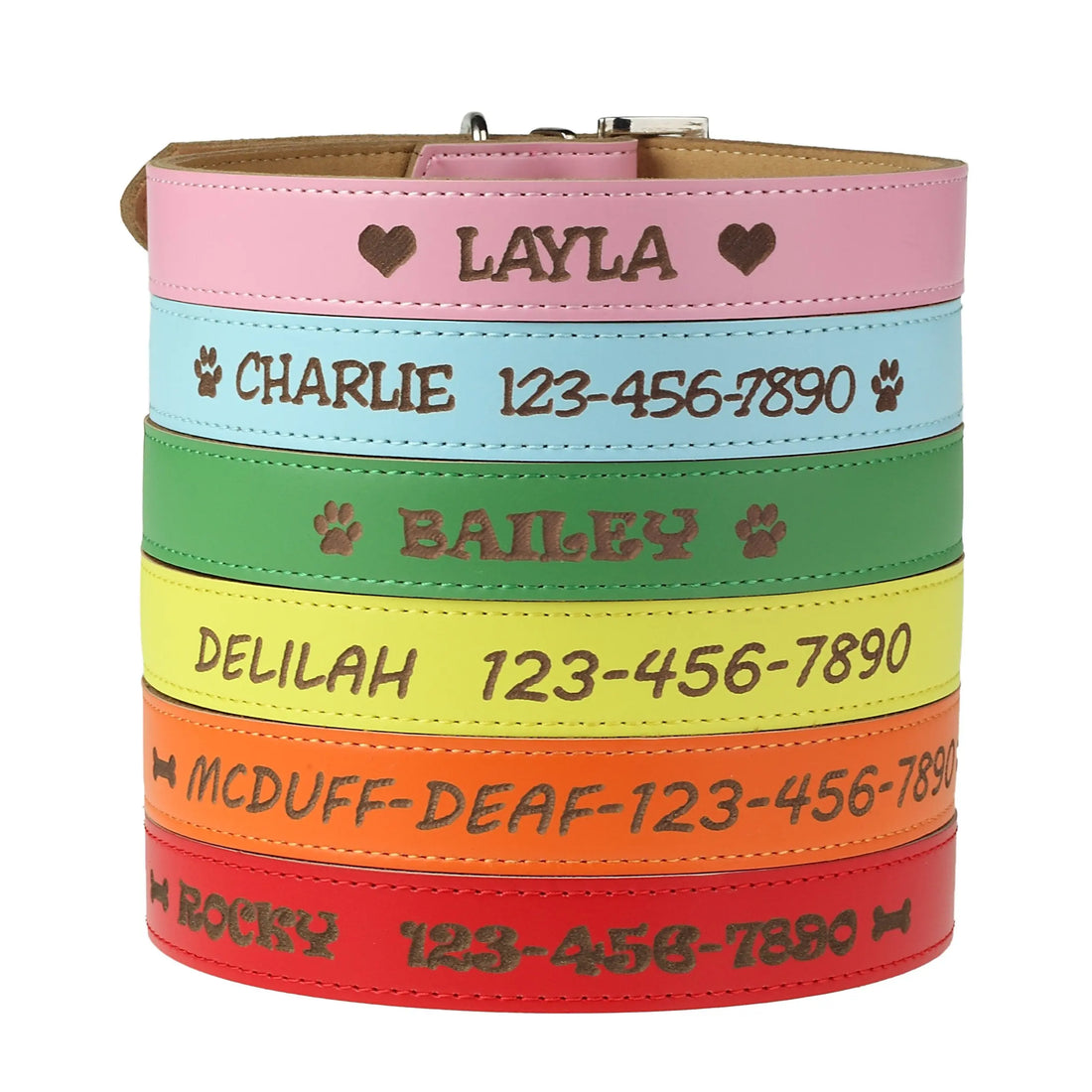 Custom Catch Personalized Dog Collar Engraved Soft Leather Custom Catch