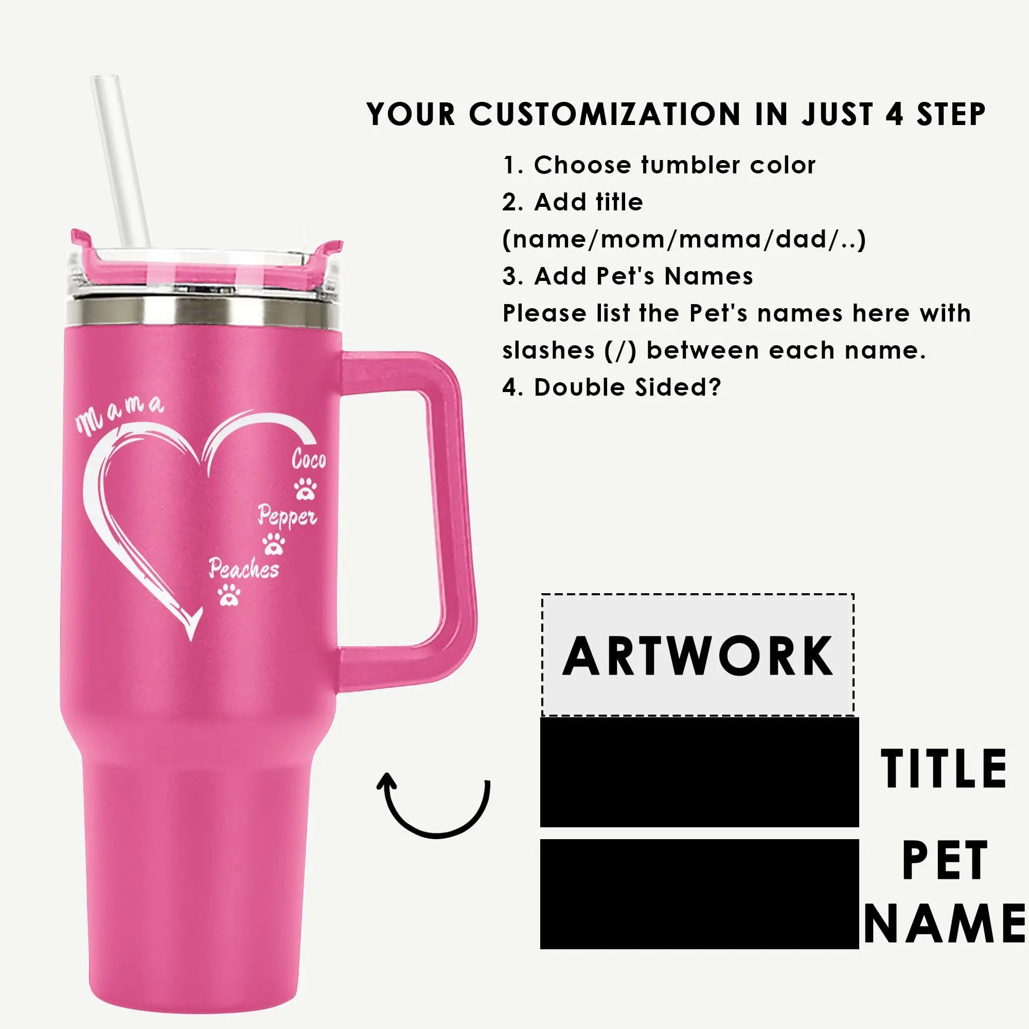 Custom Dog Footprints Personalized Tumbler 40 oz Gift Jasilon
