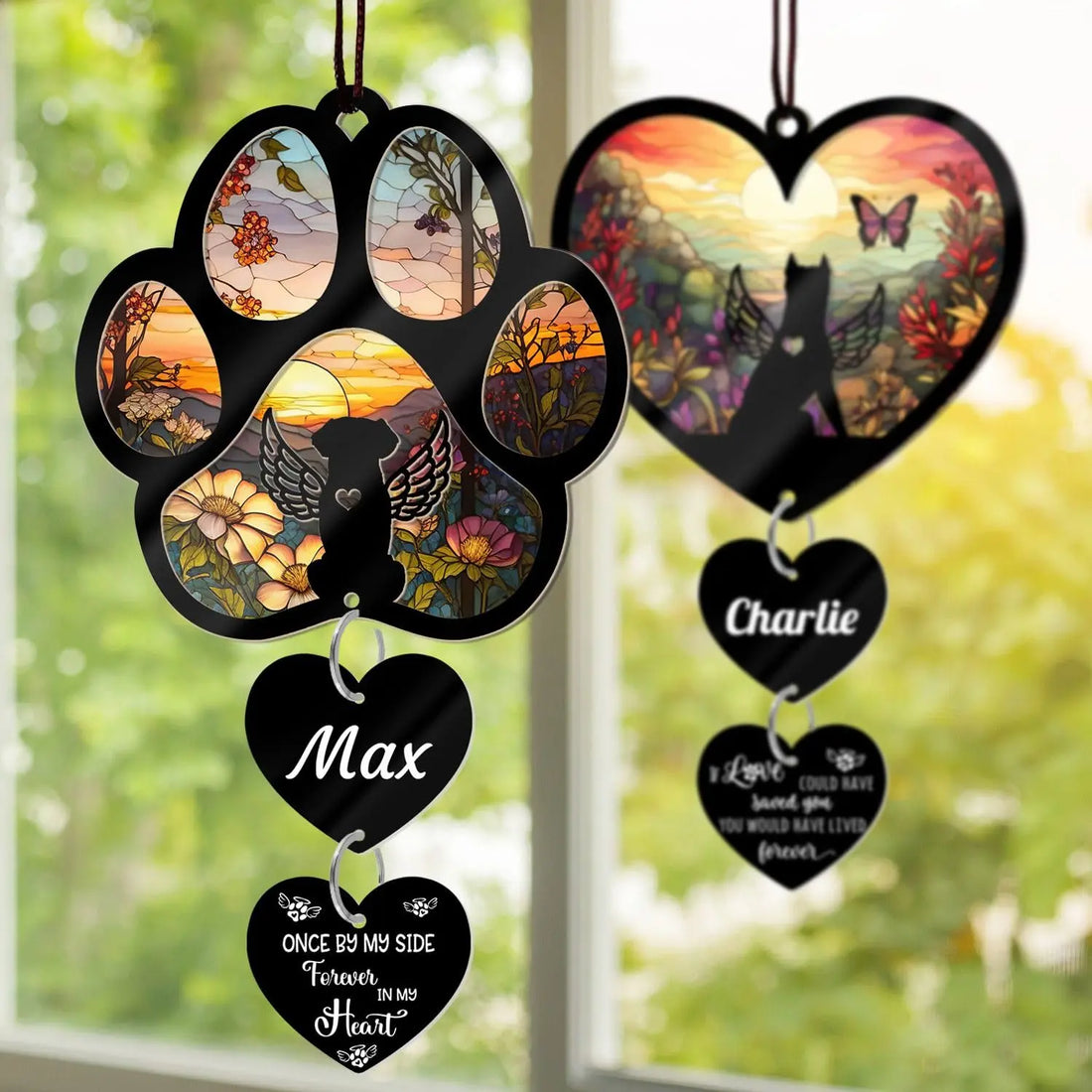 Custom Dog Memorial Suncatcher Personalized Dog Memorial Gifts for Loss of Dog Customized Sun Catcher Gift for Someone Who Lost A Dog Gifts Suncatcher Stained Glass Look Acrylic Sympathy Gift DALIVETO