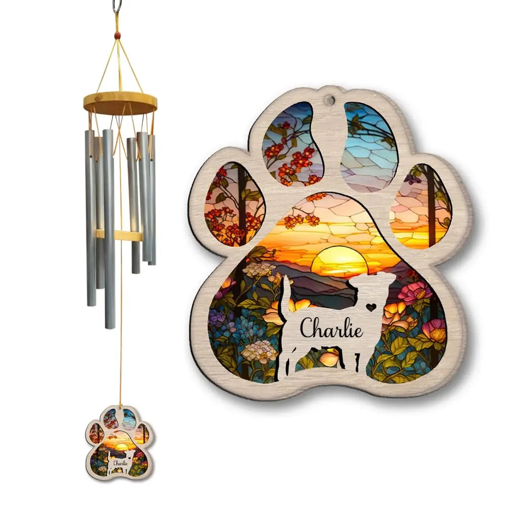 Custom Hand Dog Wind Chimes Suncatcher Memorial Gifts IZI POD