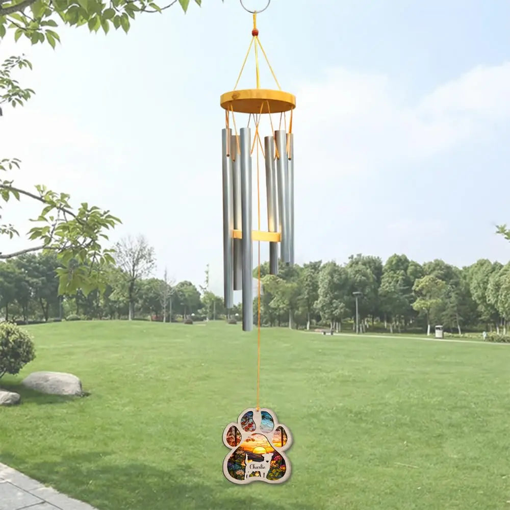 Custom Hand Dog Wind Chimes Suncatcher Memorial Gifts IZI POD