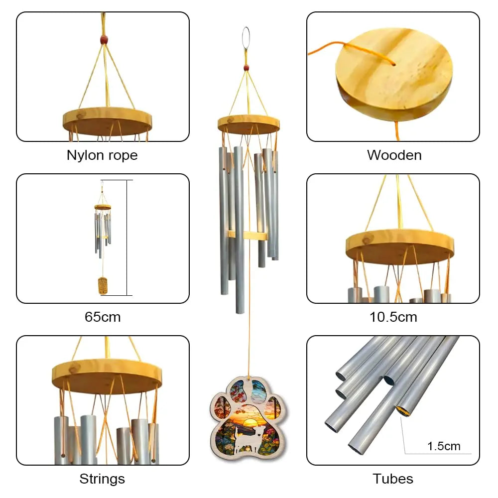 Custom Hand Dog Wind Chimes Suncatcher Memorial Gifts IZI POD