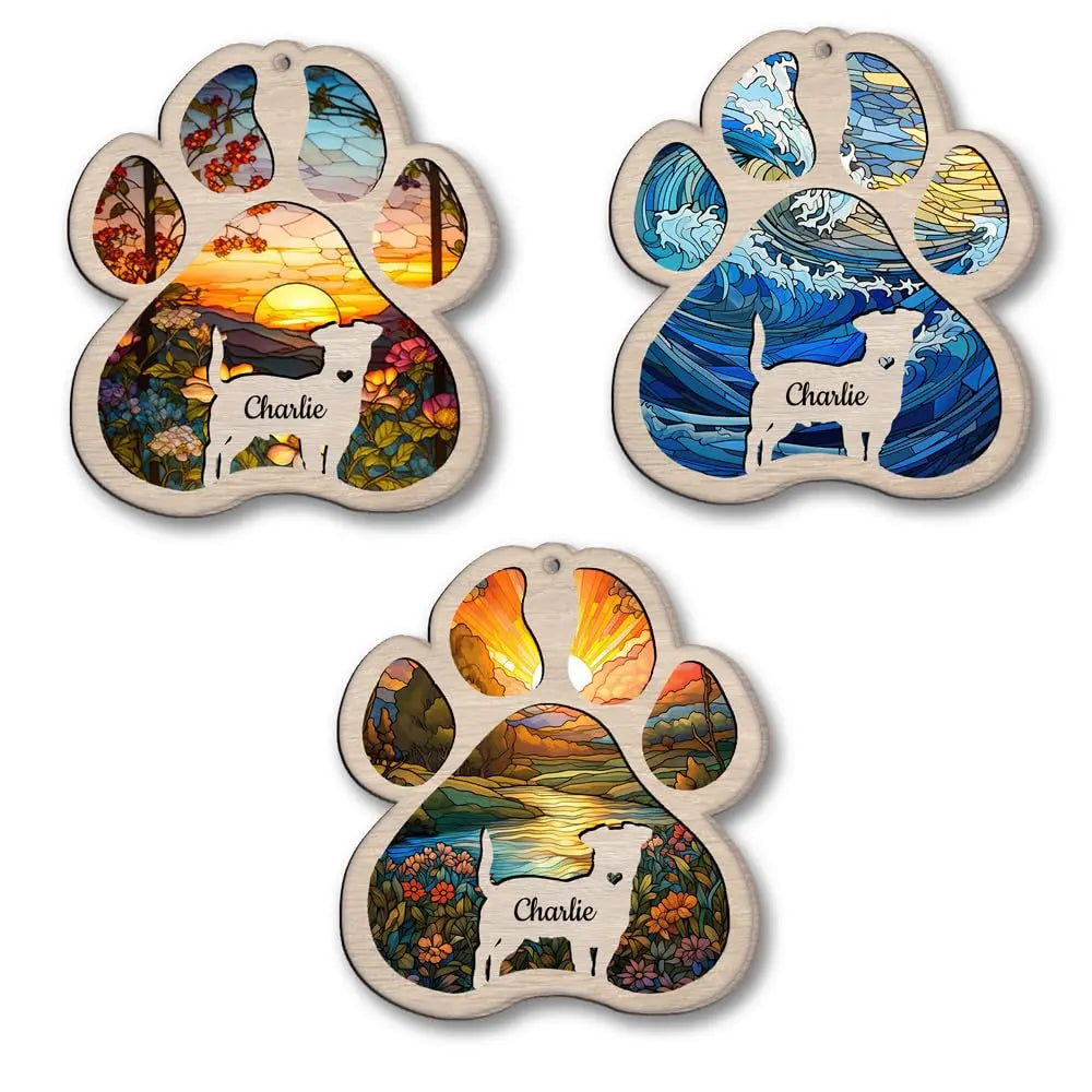 Custom Hand Dog Wind Chimes Suncatcher Memorial Gifts IZI POD