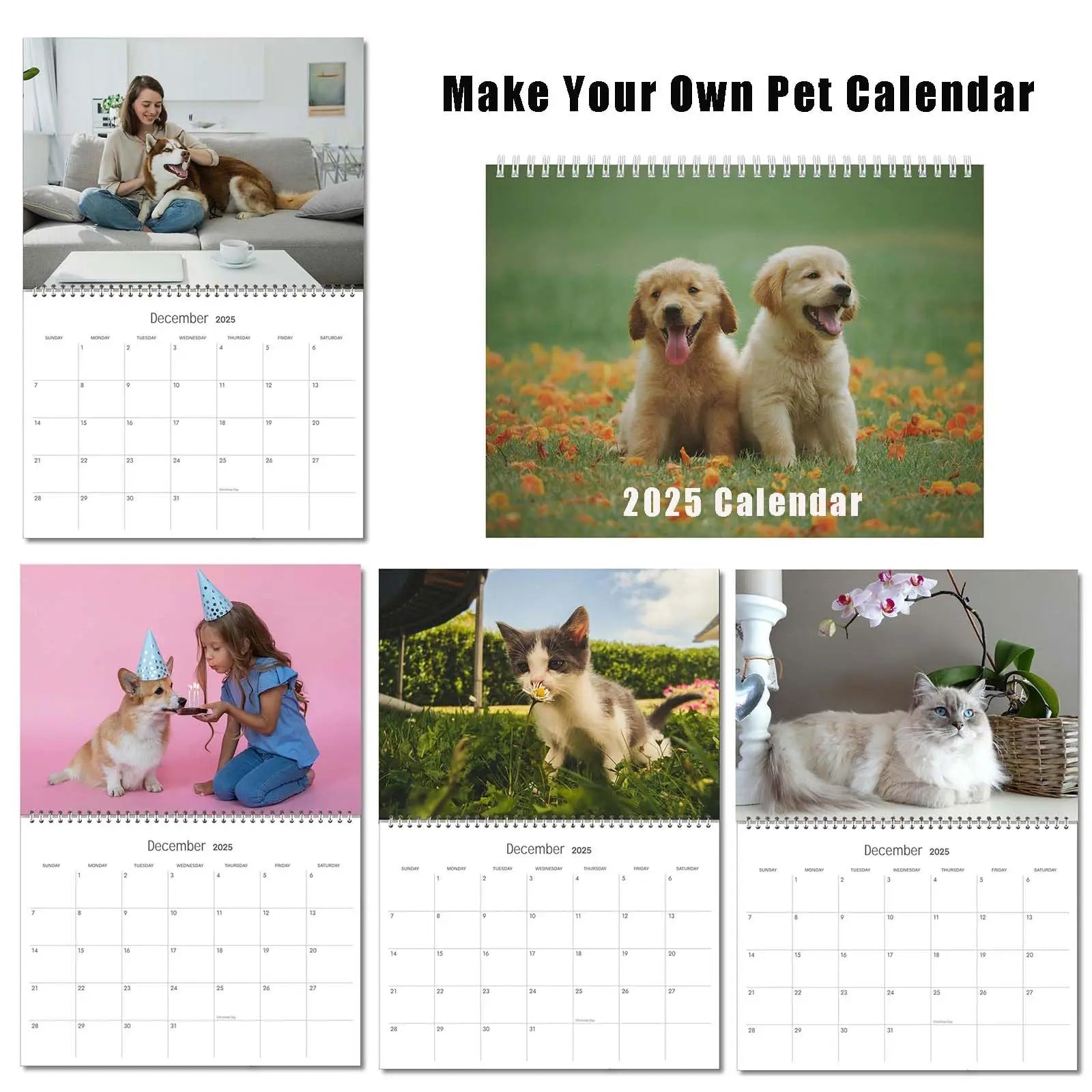 Custom Photo Wall Calendar 2025 for Home & Office - Print Your 13 Memories Dog Calendar,Make Your Own Personalized Pet Calendar 2025 - Customized Christmas Gift 8.5" x 11" KENJIEY