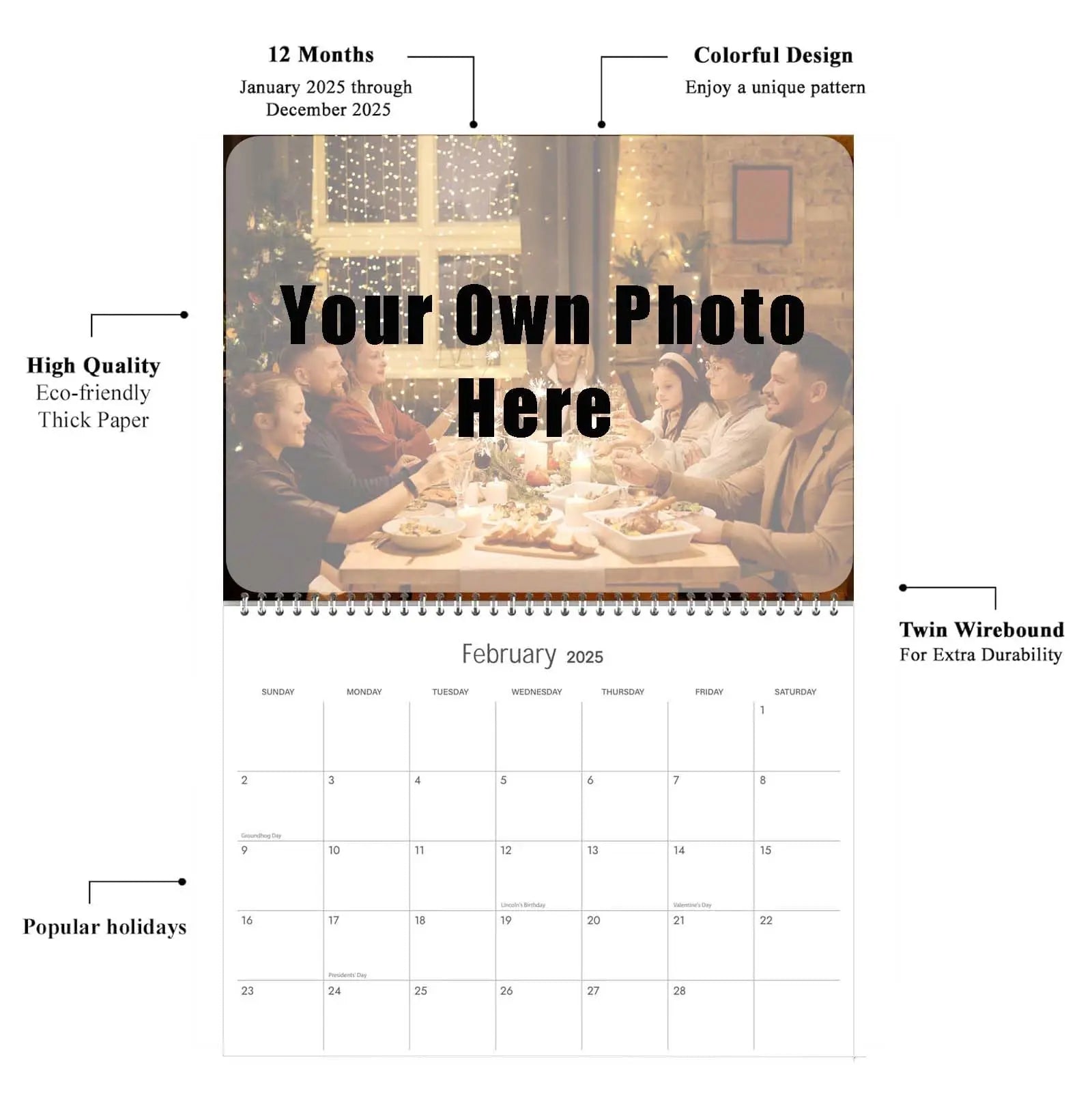 Custom Photo Wall Calendar 2025 for Home & Office - Print Your 13 Memories Dog Calendar,Make Your Own Personalized Pet Calendar 2025 - Customized Christmas Gift 8.5" x 11" KENJIEY