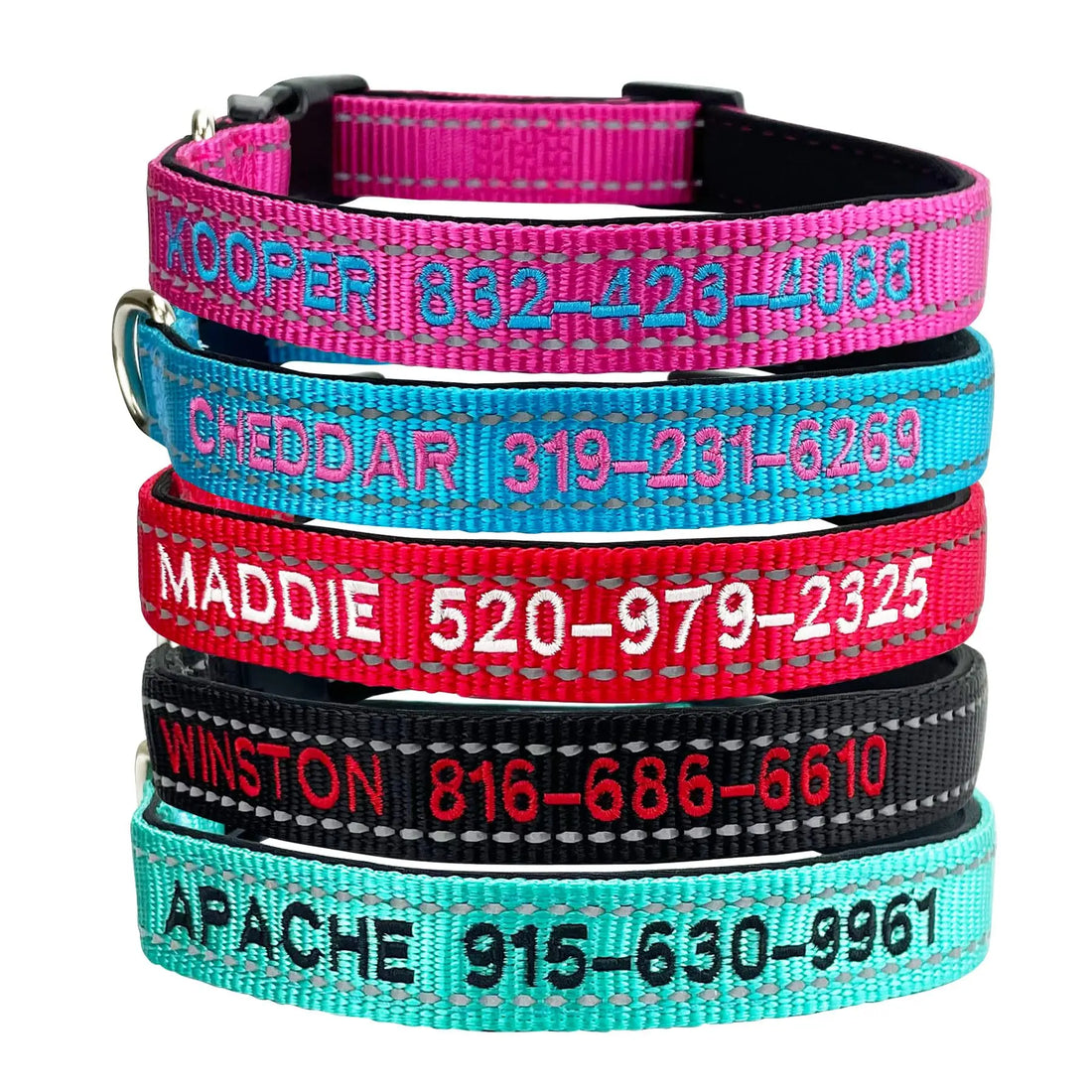 Custom Reflective Dog Collars with Embroidered Name and Phone Number for Small Medium Large Dogs DayDay Patch