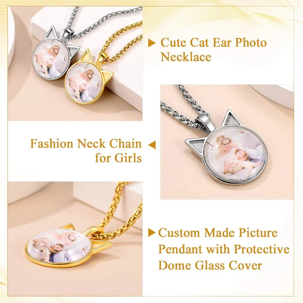 Custom4U Personalized Photo Necklace Custom HeartOvalRound Charm Necklaces with Picture Chain Adjustable Stainless SteelAcrylic Pendant Memorial Jewelry Christmas Gifts for Women Custom4U