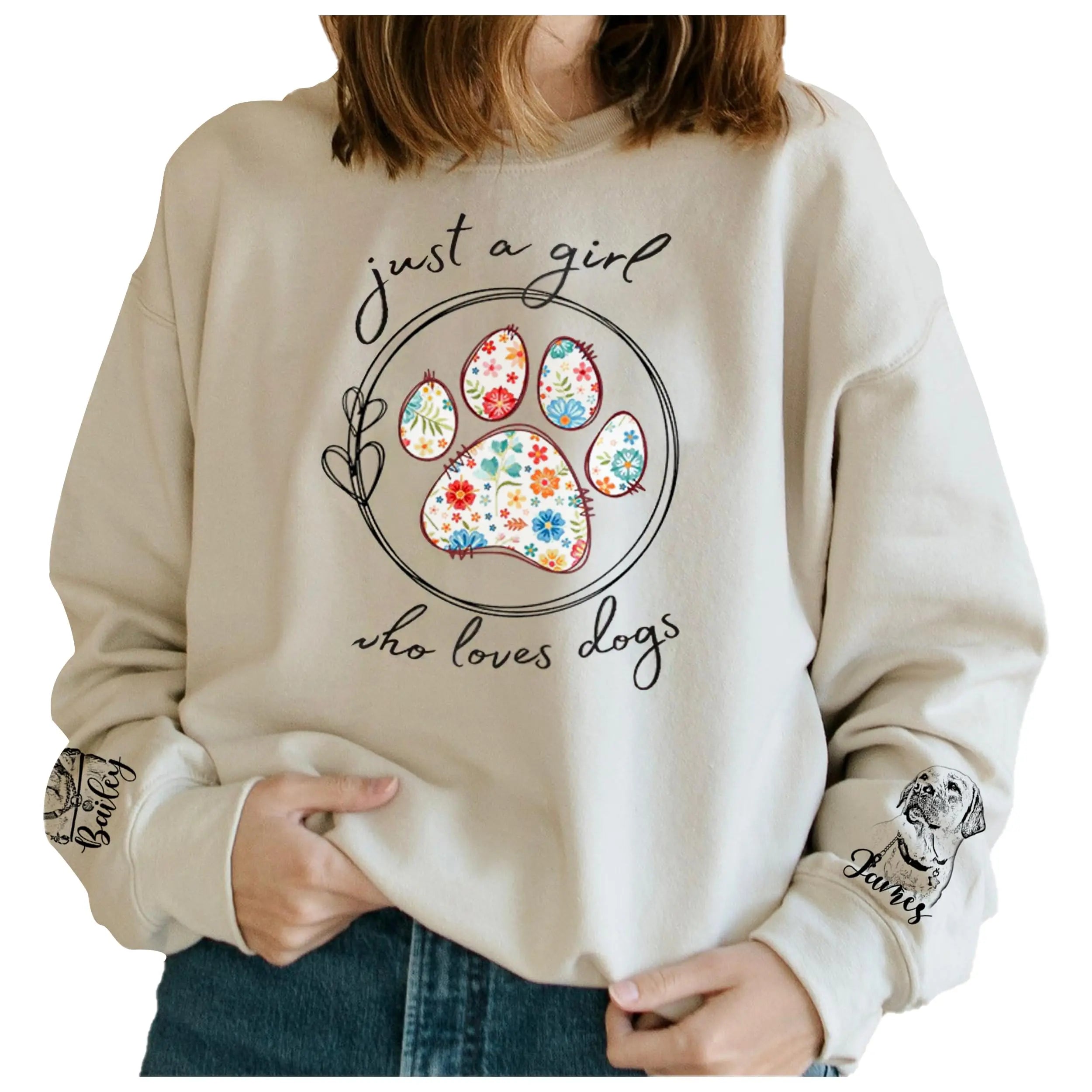 DILYPOD Just A Girl Who Loves Dogs Sweatshirt, Dog Sweatshirt For Women, Dog Mama Sweatshirt, Dog Mom Sweatshirt Women, Dog Mom Shirt, Dog Mom Sweatshirt, Dog Lover Gifts, Custom Dog Sweatshirt DILYPOD