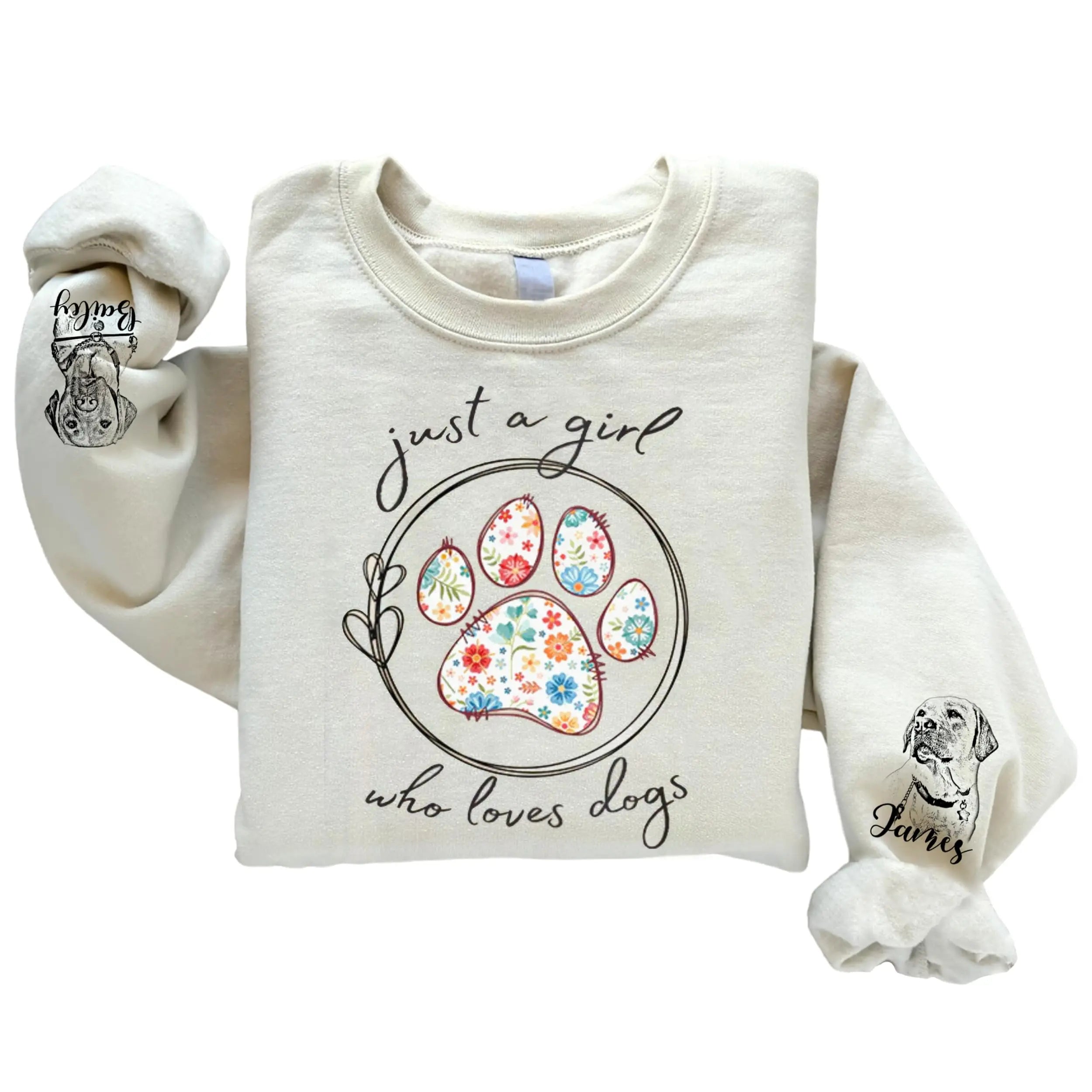 DILYPOD Just A Girl Who Loves Dogs Sweatshirt, Dog Sweatshirt For Women, Dog Mama Sweatshirt, Dog Mom Sweatshirt Women, Dog Mom Shirt, Dog Mom Sweatshirt, Dog Lover Gifts, Custom Dog Sweatshirt DILYPOD
