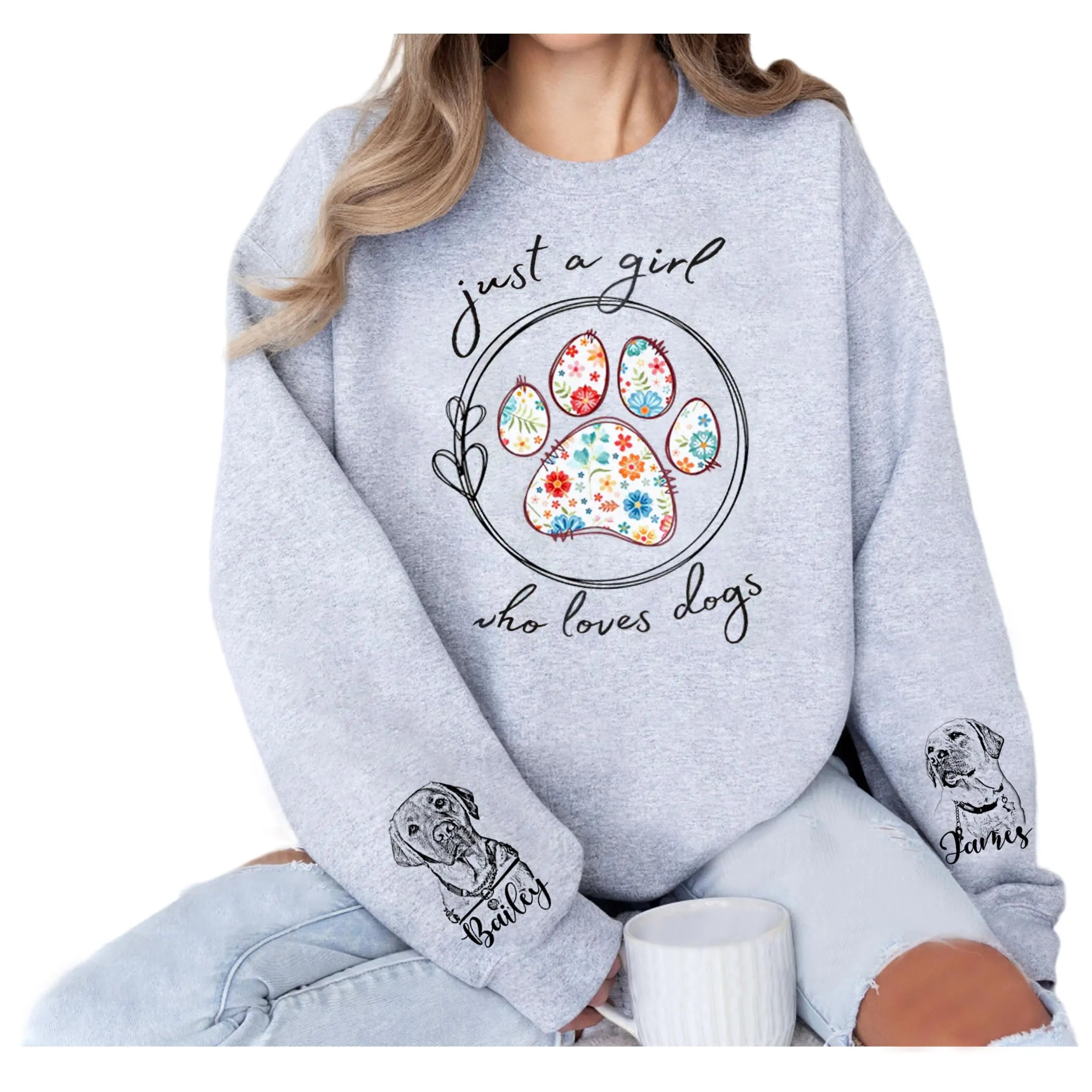 DILYPOD Just A Girl Who Loves Dogs Sweatshirt, Dog Sweatshirt For Women, Dog Mama Sweatshirt, Dog Mom Sweatshirt Women, Dog Mom Shirt, Dog Mom Sweatshirt, Dog Lover Gifts, Custom Dog Sweatshirt DILYPOD