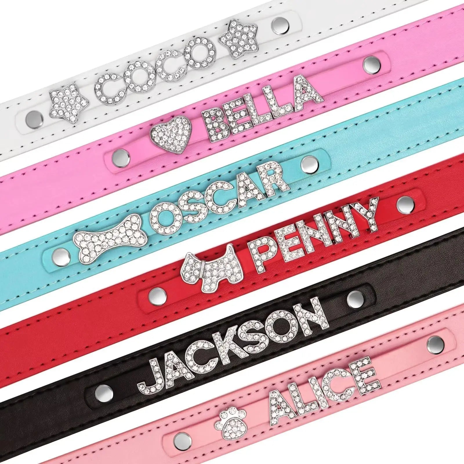 Didog Smooth PU Leather Custom Dog Collars Blue XS for Small Dogs Didog