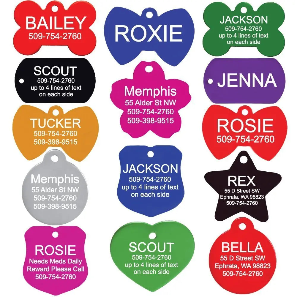 GoTags Dog Tags, Personalized Engraved Dog and Cat ID Tags for Pets, Custom Engraved on Both Sides, Various Shapes Including Bone, Round, Heart, Bow Tie, Star, and Badge (Large - Pack of 1) GoTags
