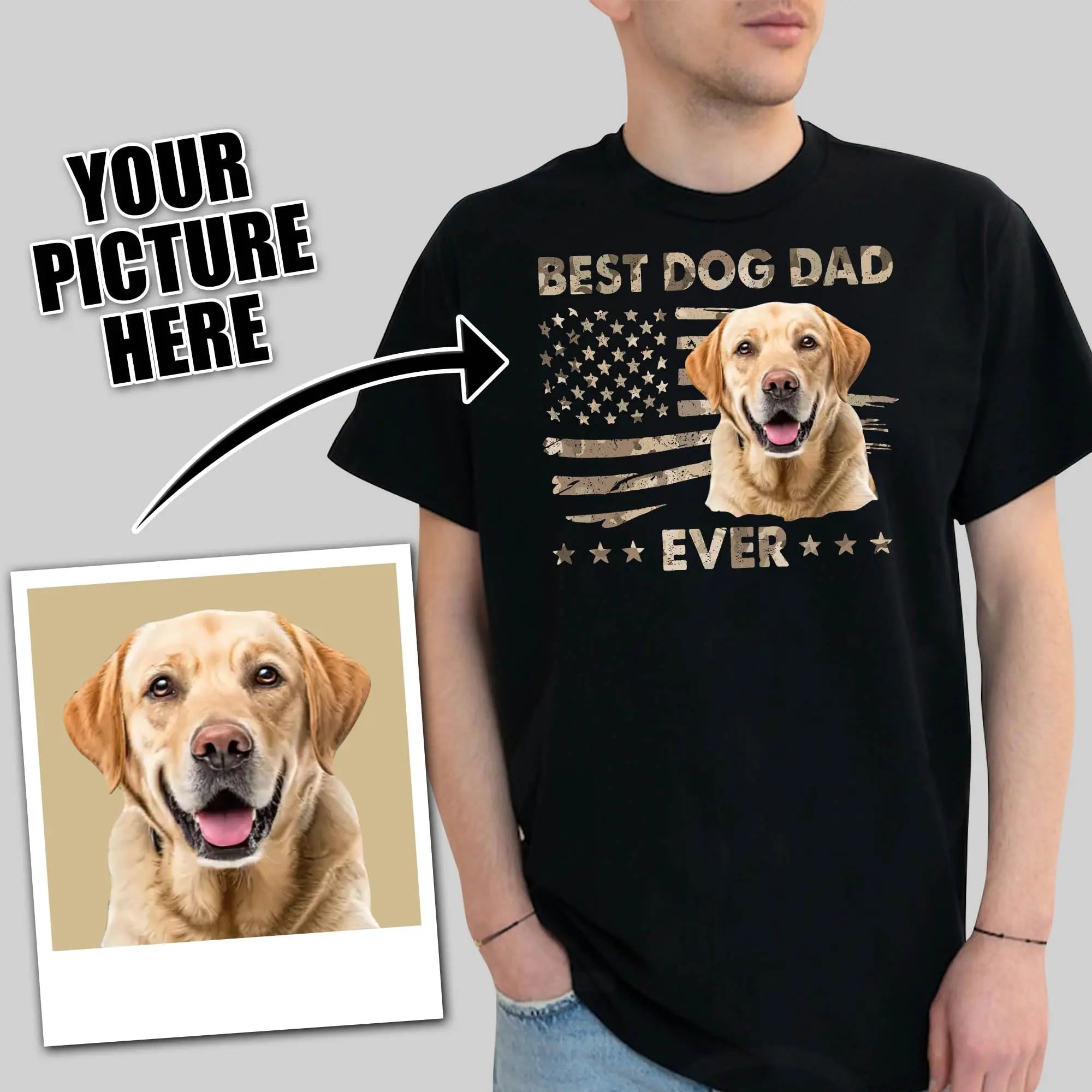 LASFOUR Custom Dog Shirt, Personalized Dog Shirts for Men, Dog Dad Shirt, Dog Fathers Day Shirt Gifts, Dog Dad Gifts for Men (Cotton, A04) LASFOUR