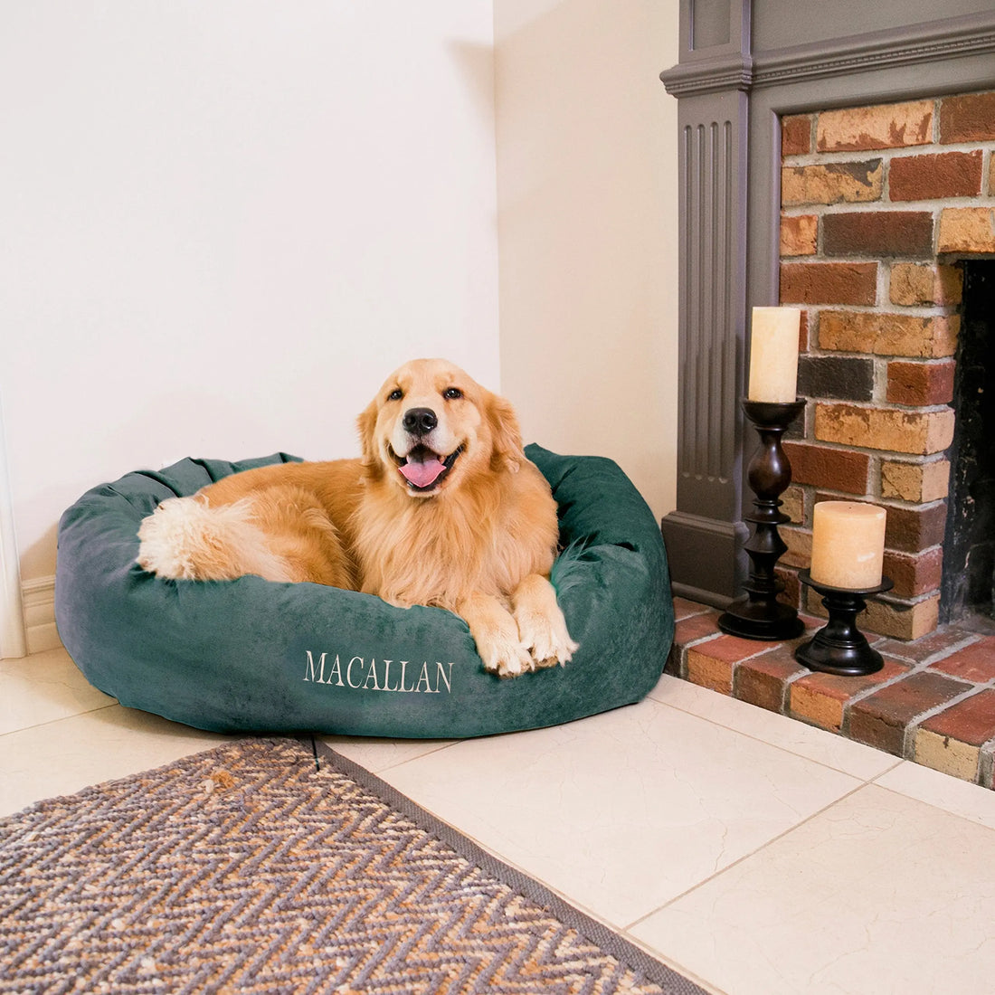 Majestic Pet Personalized Bagel Dog Bed Small Blue Green Majestic Pet