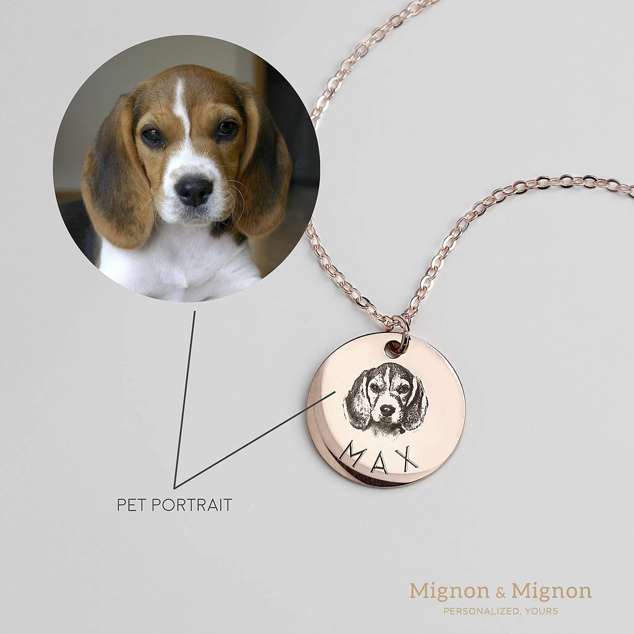 MignonandMignon Personalized Dog Necklace for Women Memorial Gifts for Mom Pet Portrait Custom Cat Name Unique Animal Picture Valentines Gift -LCN-AP (Gold) MignonandMignon