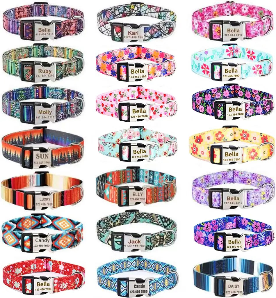 Moonpet Personalized Custom Customized Dog Collar with Engraved ID Tag Name Plate and Phone Number/Heavy Duty Adjustable Dog Collars for Puppy X-Small Small Medium Large X-Large Boy Girl Dogs MOONPET