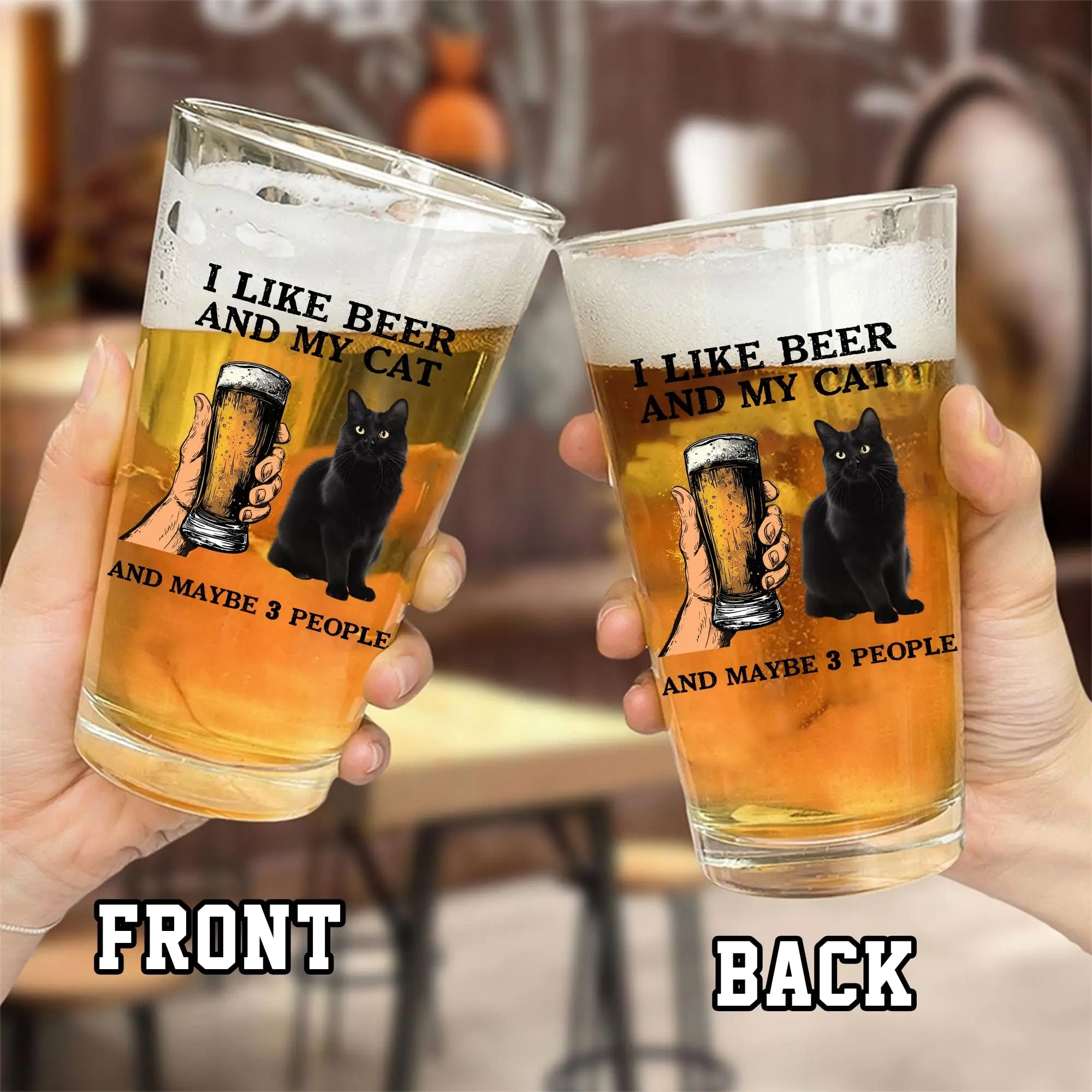 PERSONAL84 Custom I Like Beer My Cats And Maybe 3 People Pint Glass Cup for Men, Funny Custom Cat Photo Glass Cup, Brithday Gift for Father, Cat Dad, Cat Lover, Cat Daddy PERSONAL84
