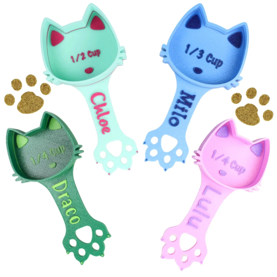 Personalized Cat Food kibble Scoop Custom Cat Scoop Pet Kibble Scoop Pet Food dispenser Cat Measuring Scoop New Cat Gift Idea Cat Lover Gift (2oz - 1/4 Cup) Kibblescoop