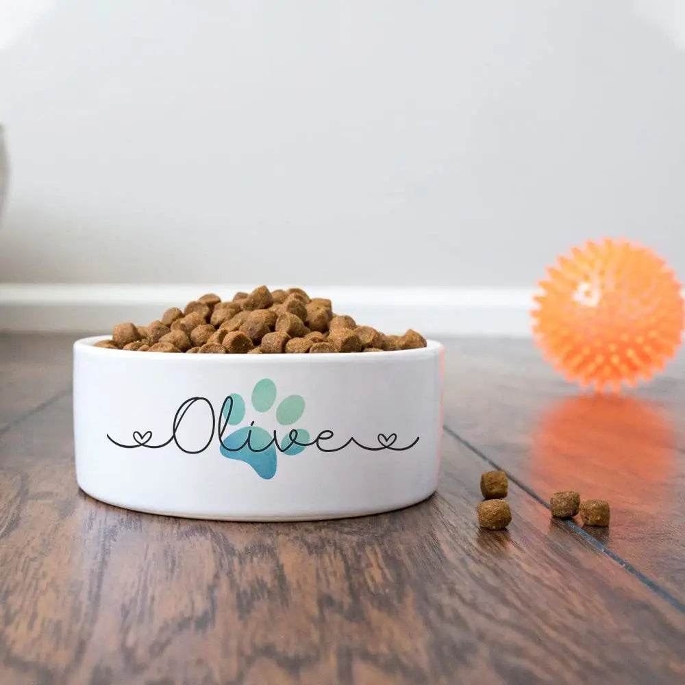 Personalized Ceramic Pet Bowls - Custom Name Dog, Cat & Rabbit Bowls w/Super Cute Icon, Customized Pet Dish for Water, Dry & Wet Food, Pet Owner, Available in Small & Large Sizes AlpadilAndCo
