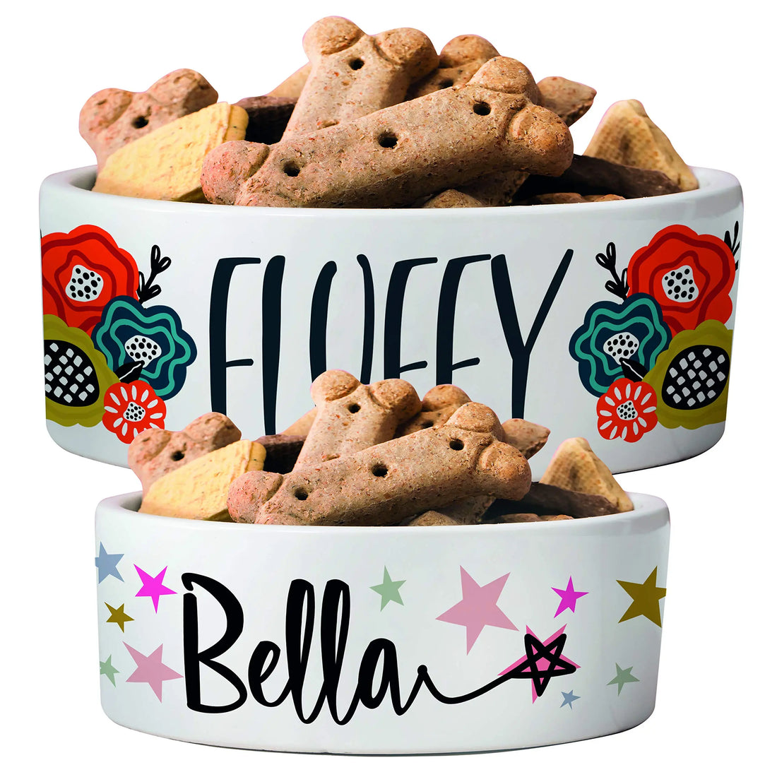 Personalized Ceramic Pet Bowls | Customizable 14 Designs w Your Pet’s Name | 6 inches - Custom Pet Bowls for Dog, Cat, Puppy or Kitten - Dish for Dry, Wet Food or Water - Pet Owner Gifts Personalized Favors