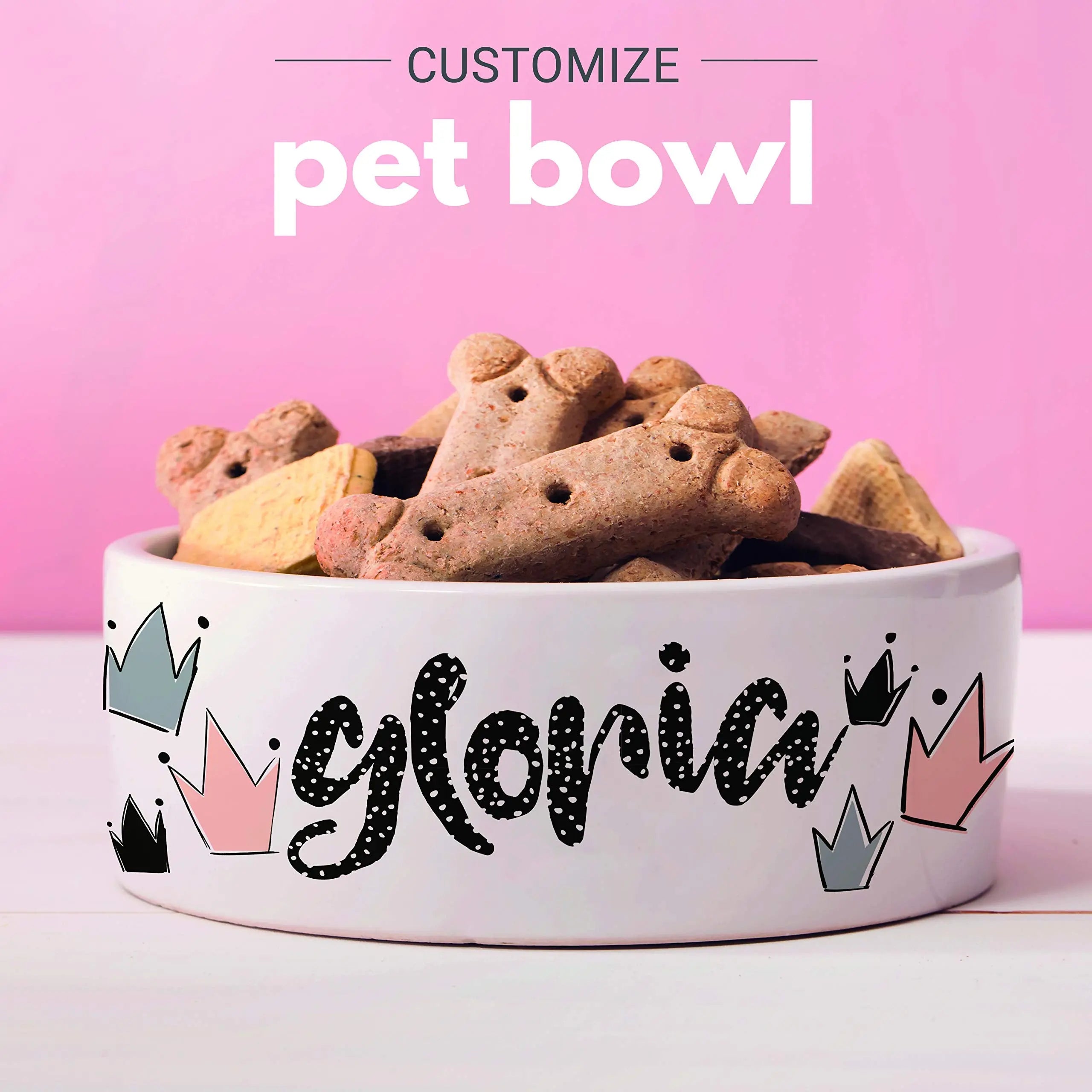 Personalized Ceramic Pet Bowls | Customizable 14 Designs w Your Pet’s Name | 6 inches - Custom Pet Bowls for Dog, Cat, Puppy or Kitten - Dish for Dry, Wet Food or Water - Pet Owner Gifts Personalized Favors