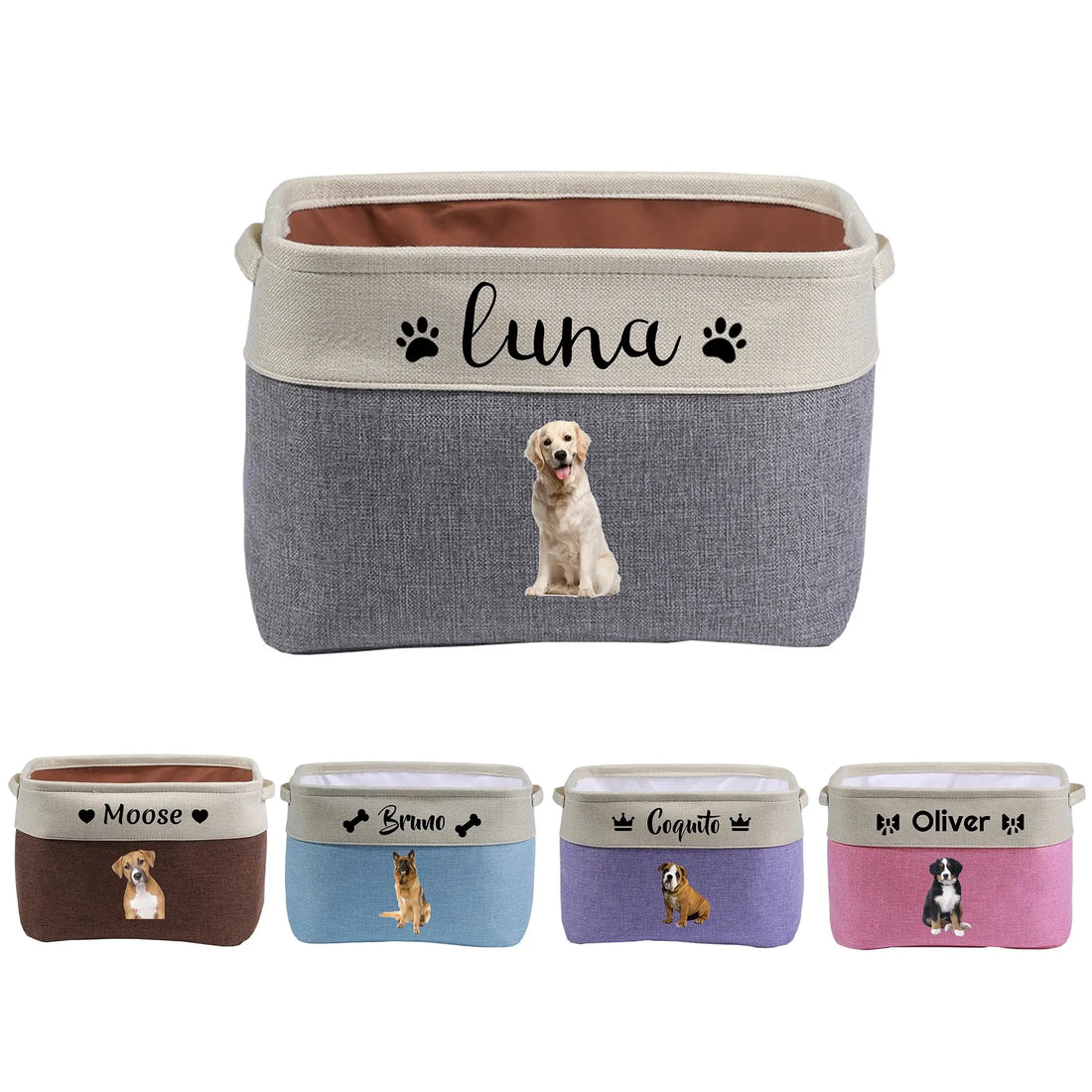 Personalized Custom Photo And Name Dog Toy Storage Box Davisia