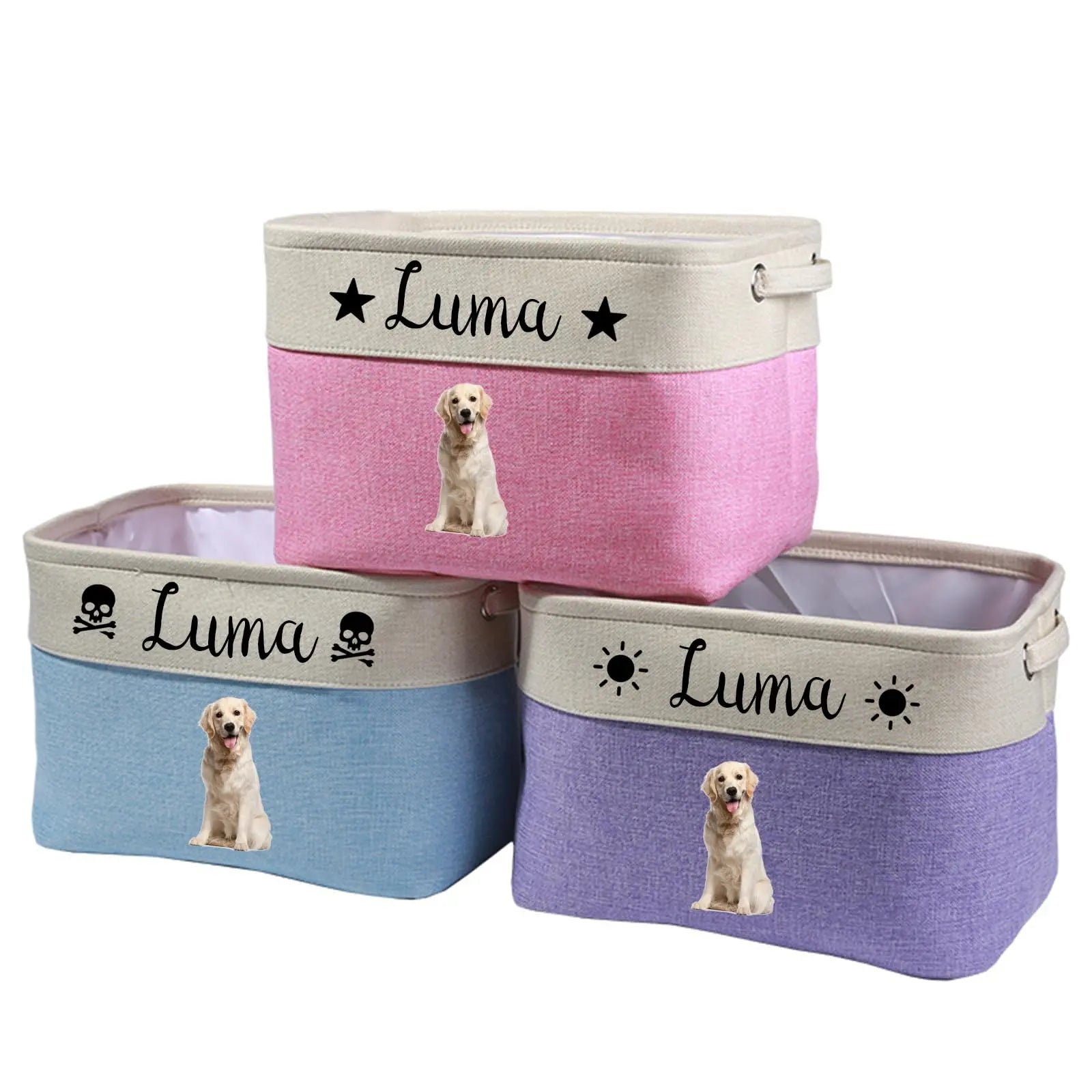 Personalized Custom Photo And Name Dog Toy Storage Box Davisia