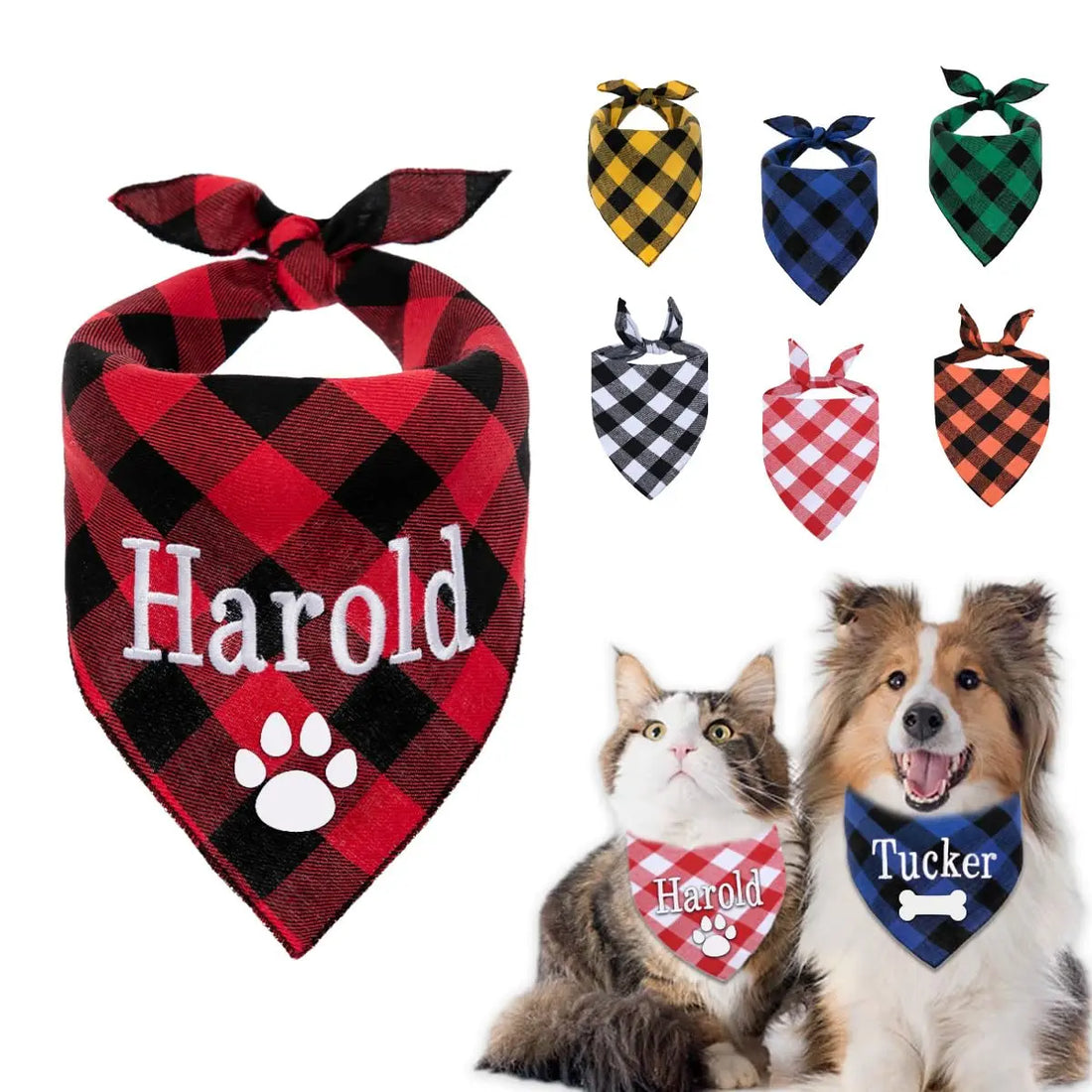 Personalized Dog Bandana Embroidered Name Custom Neckwear Ulico