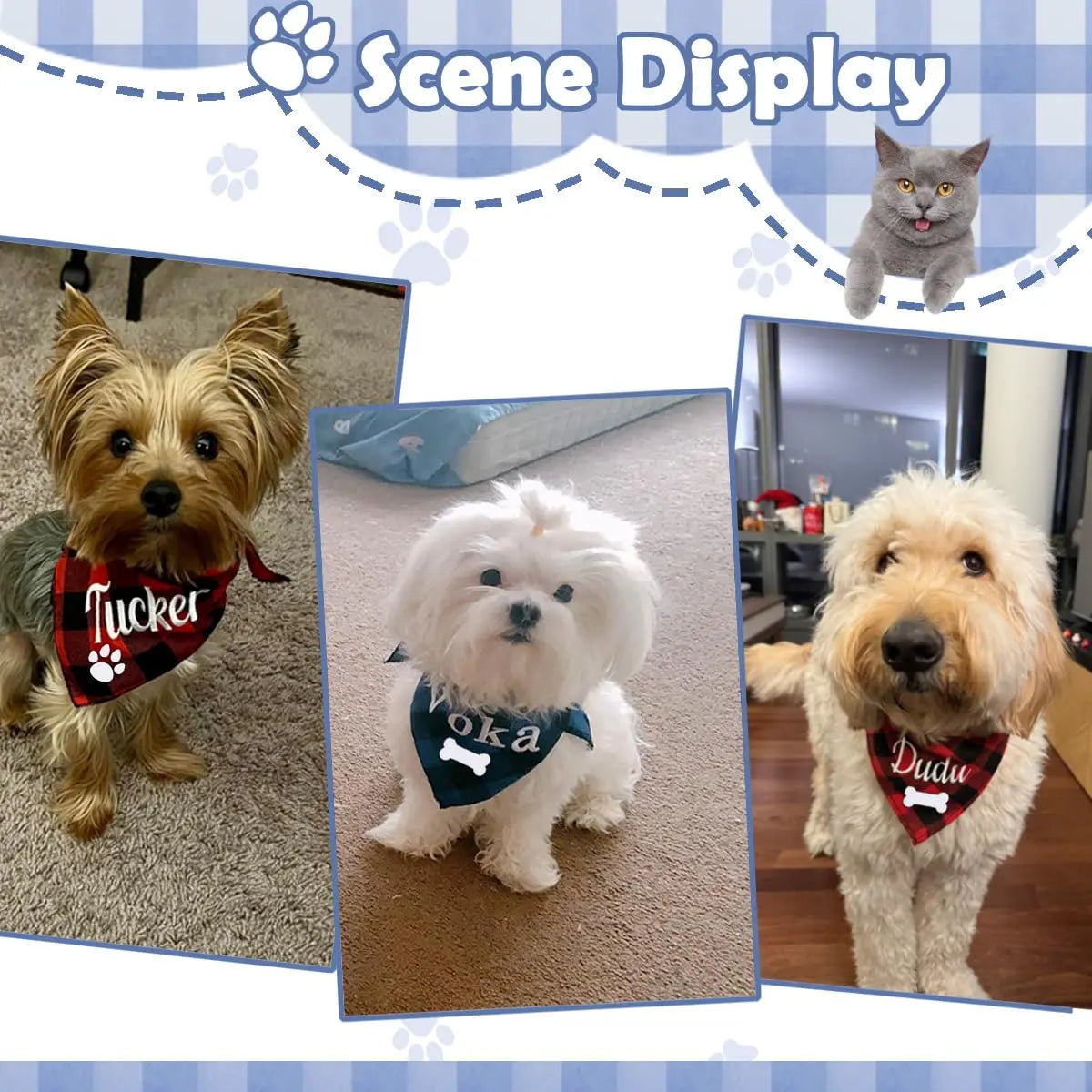 Personalized Dog Bandana Embroidered Name Custom Neckwear Ulico