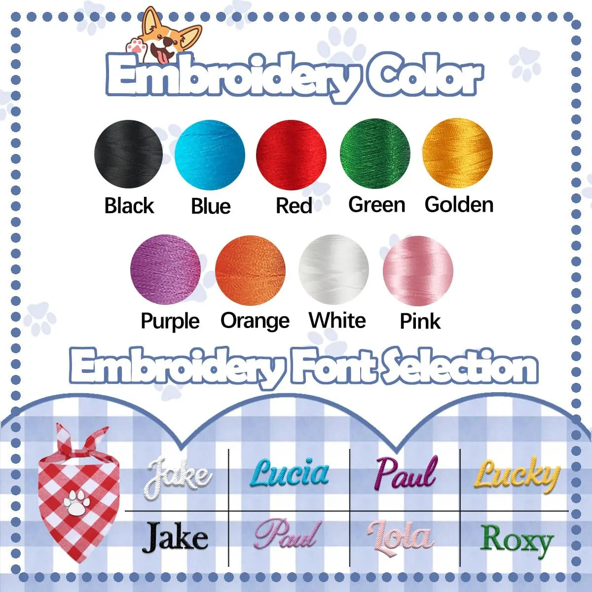 Personalized Dog Bandana Embroidered Name Custom Neckwear Ulico