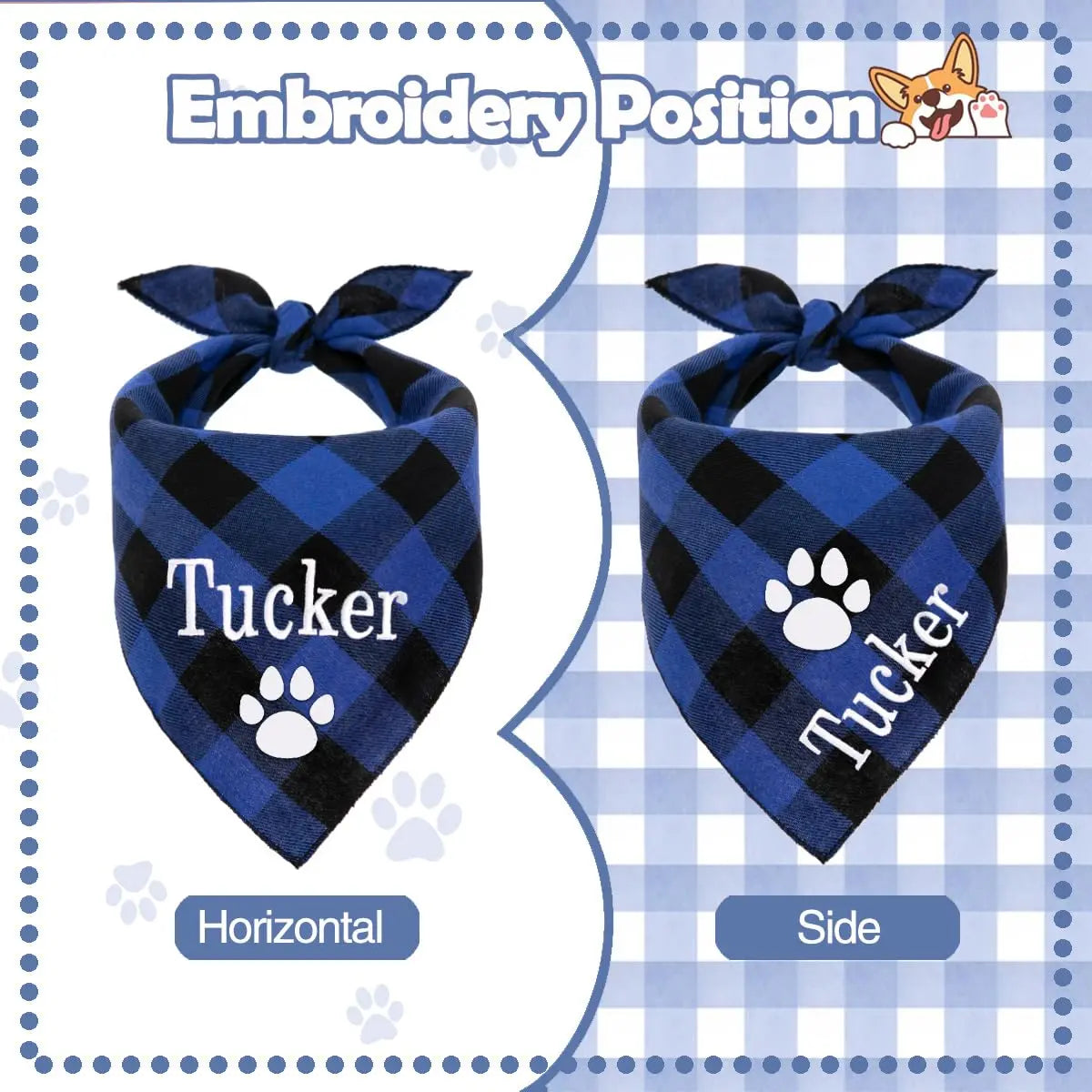 Personalized Dog Bandana Embroidered Name Custom Neckwear Ulico