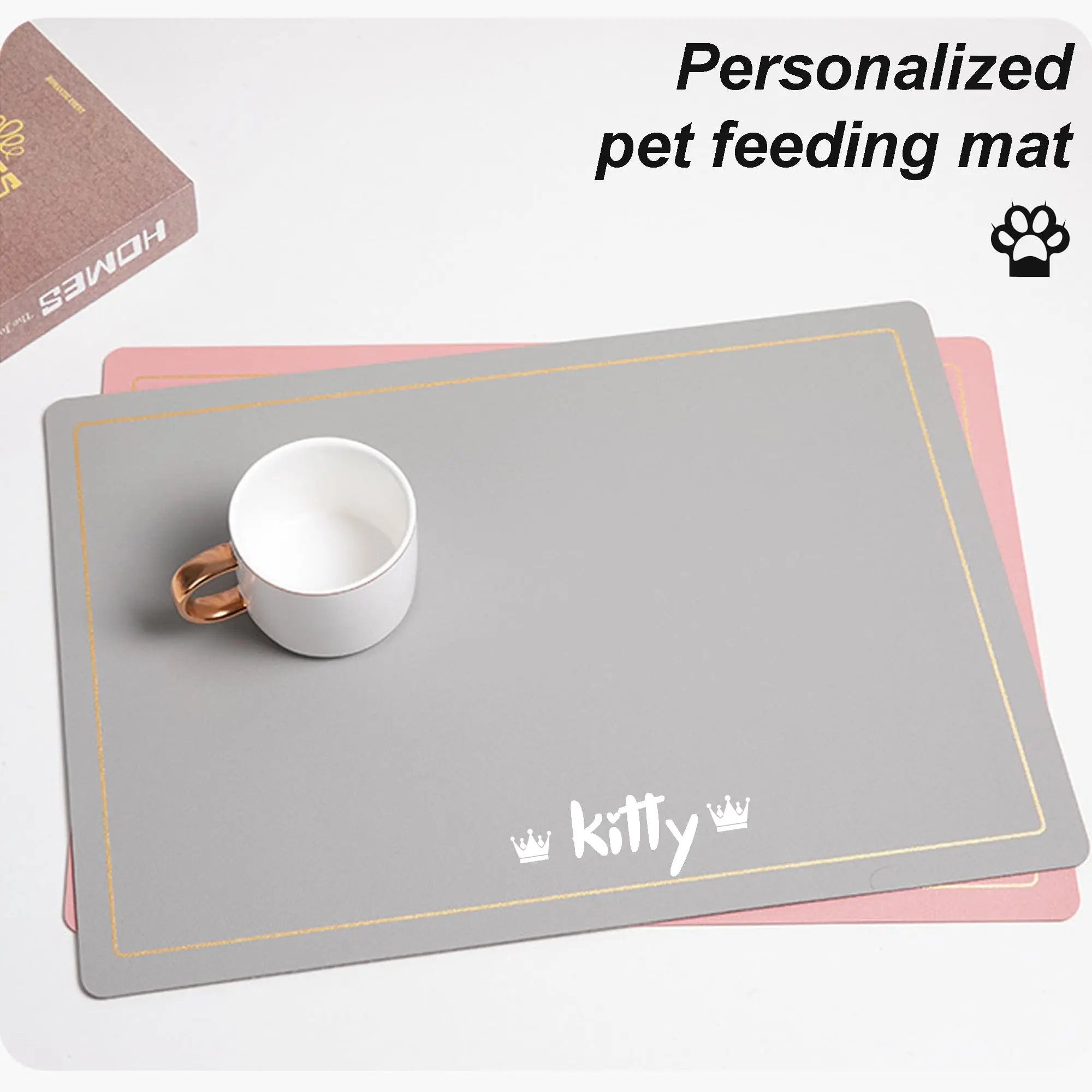 Personalized Dog Food Mat for Food and Water with Name BUGMKCS