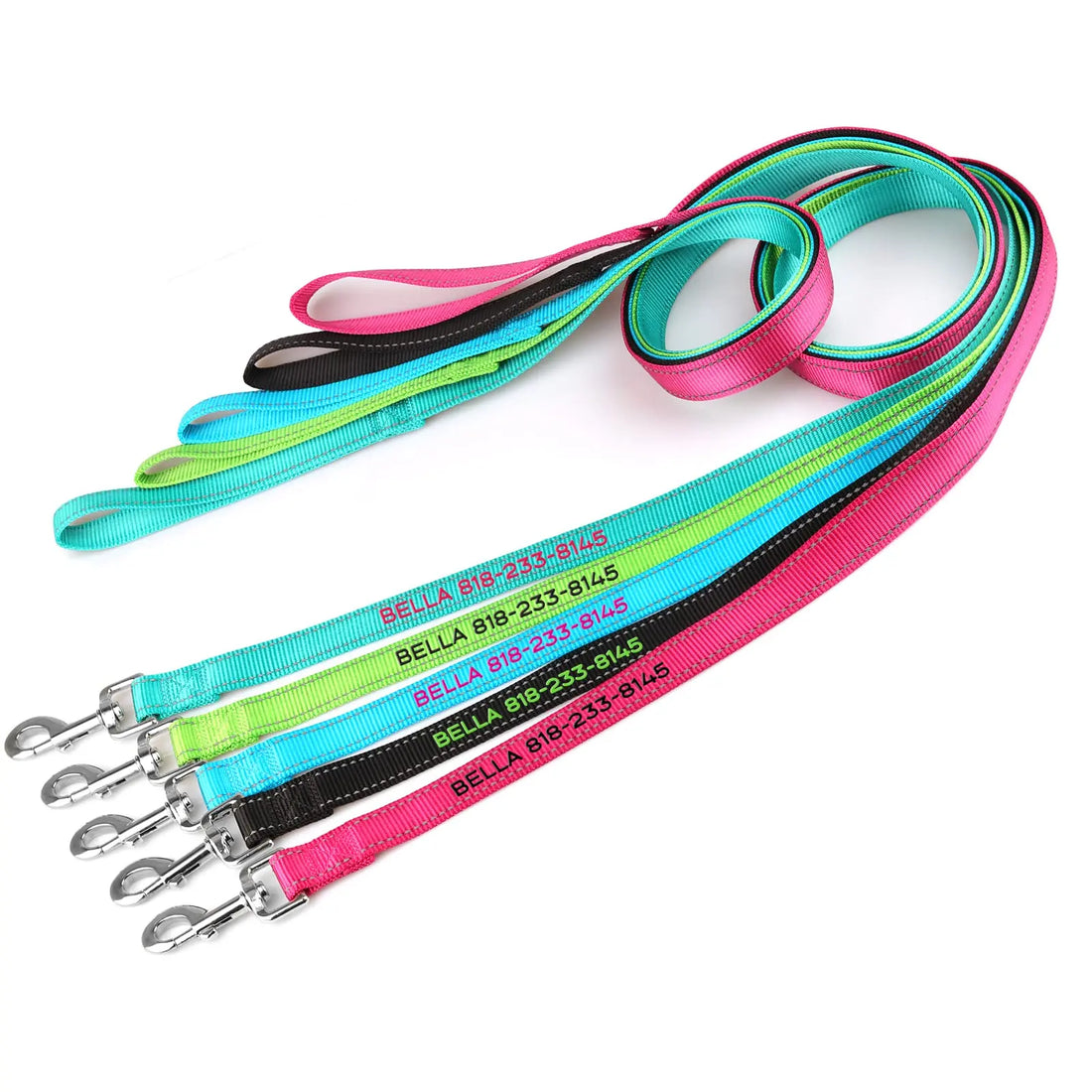 Personalized Dog Leash 6 FT Reflective Custom Embroidered suncliff