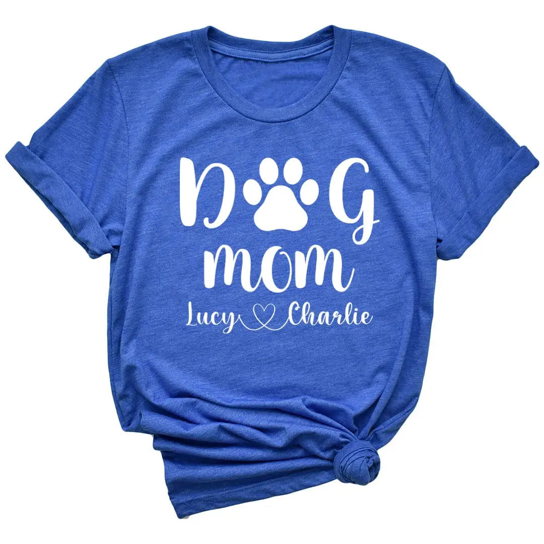 Personalized Dog Names T-Shirt Dog Mom Shirt for Women LEVY PAW