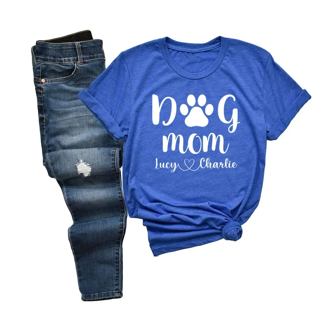 Personalized Dog Names T-Shirt Dog Mom Shirt for Women LEVY PAW