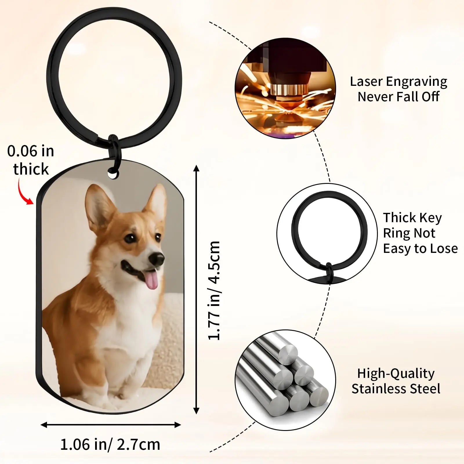 Personalized Pet Photo Keychain - Custom Memorial Keepsake for Pet Loss Remembrance happystarllc
