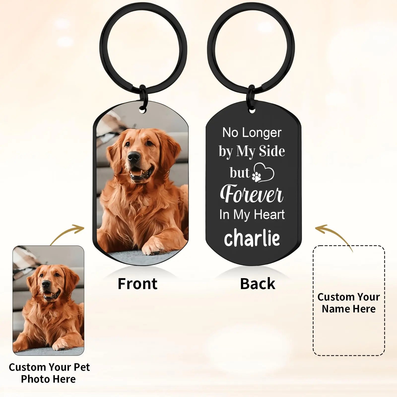 Personalized Pet Photo Keychain - Custom Memorial Keepsake for Pet Loss Remembrance happystarllc