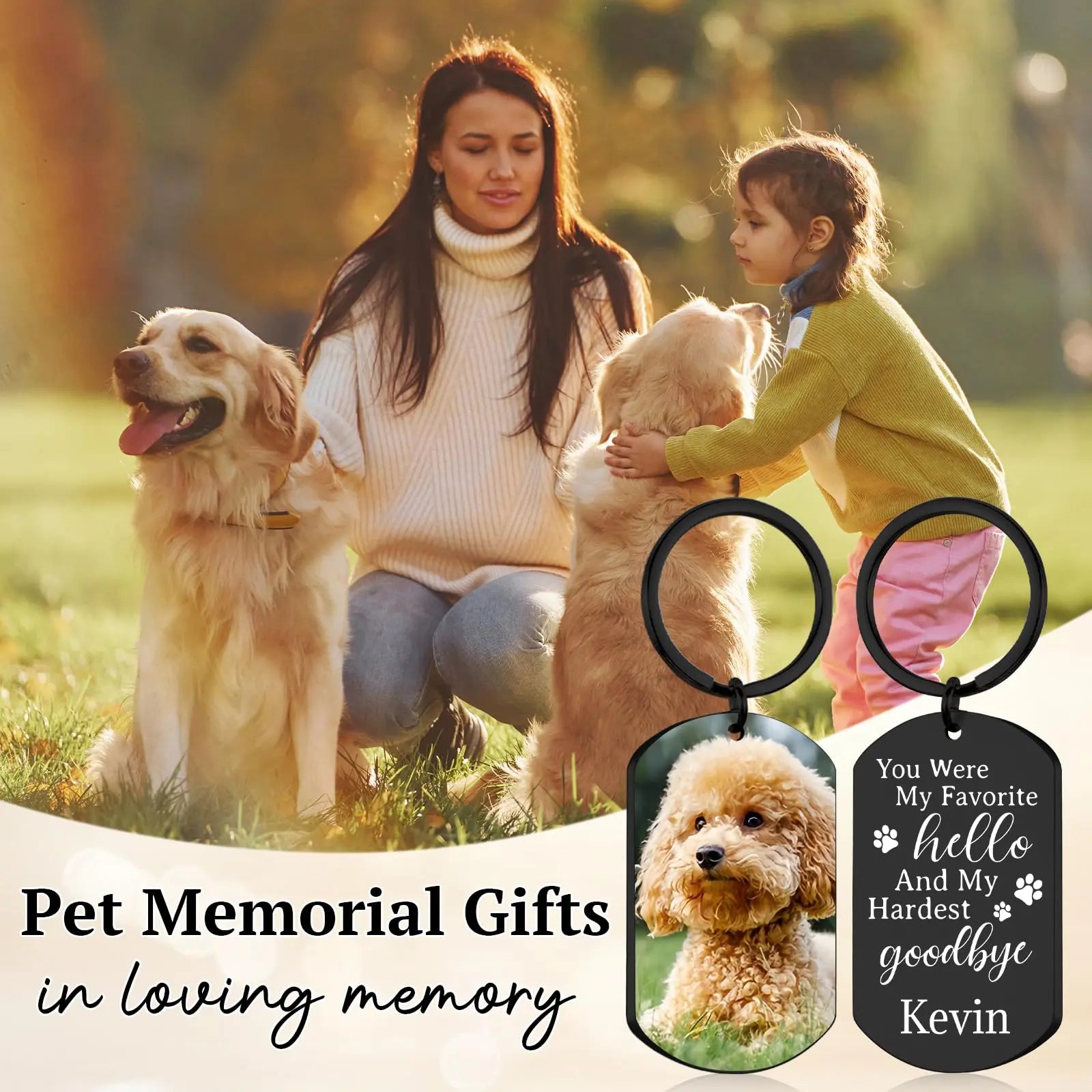 Personalized Pet Photo Keychain - Custom Memorial Keepsake for Pet Loss Remembrance happystarllc