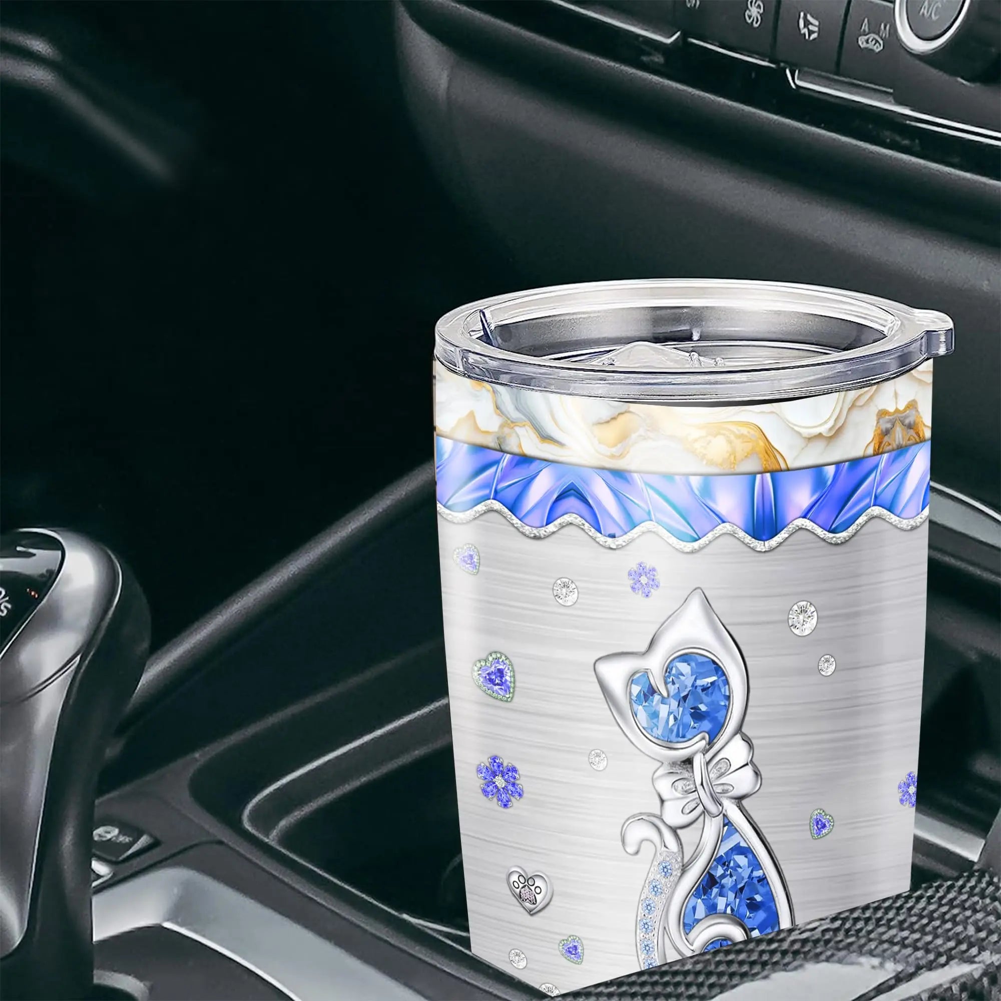 Personalized Photo Tumbler Custom Picture Text Name Travel Coffee Mug Cat Insulated Stainless Steel Cups Novelty Customized Gifts For Cats Pet Lovers Mom Women Dorris