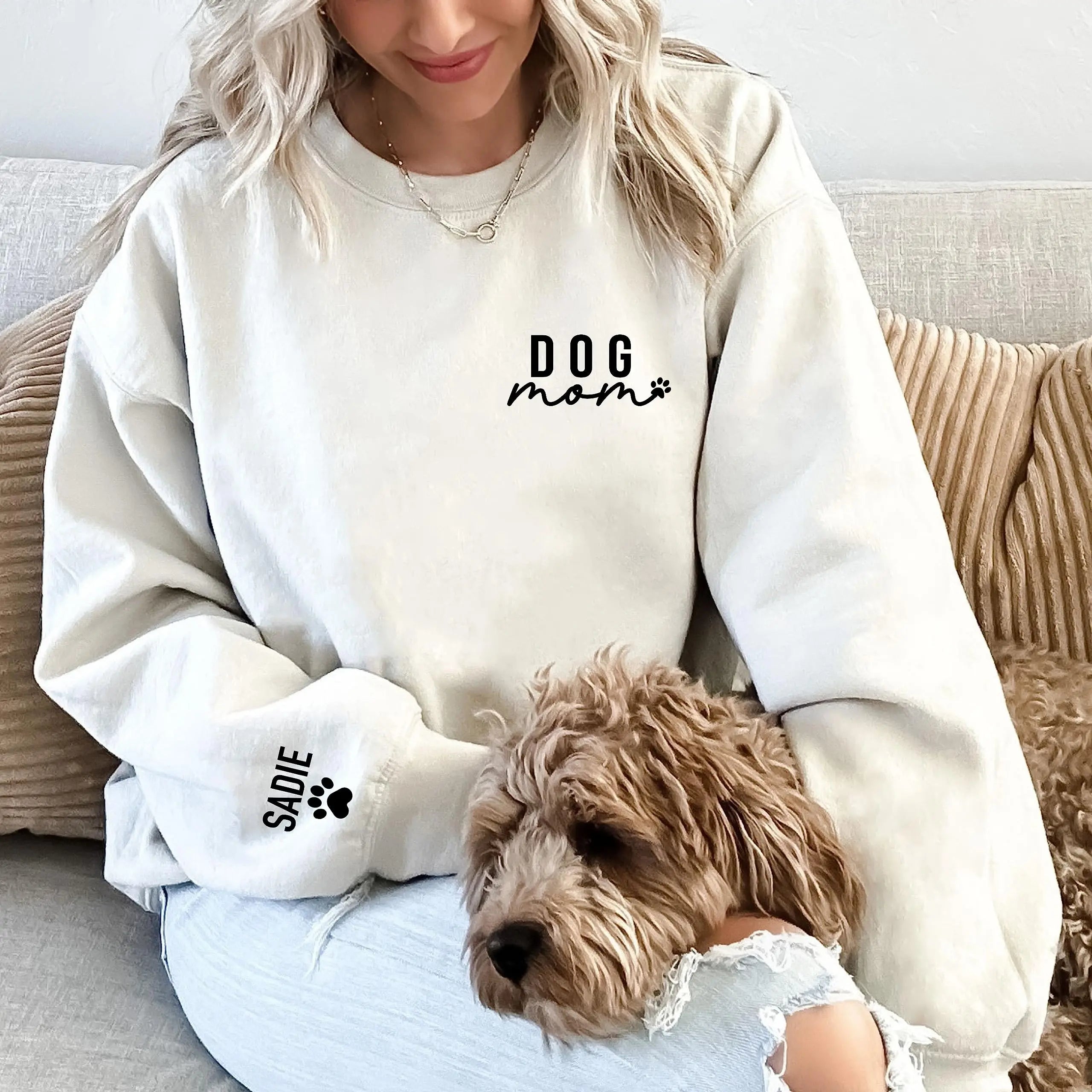 Up2ournecksinfabric Custom Dog Mom Sweatshirt - Women&