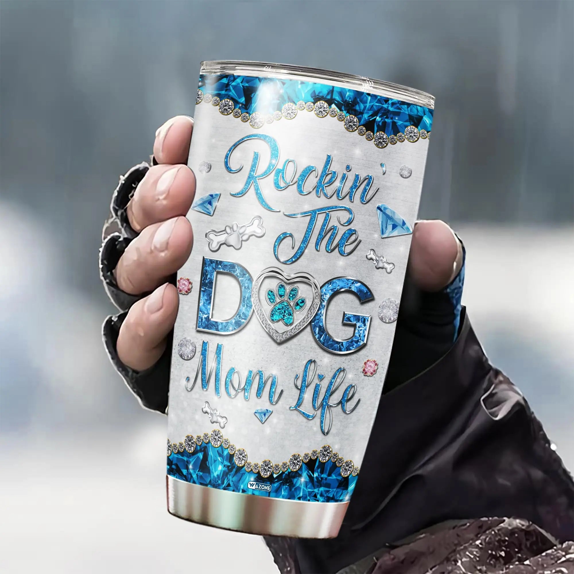 WAZONE Personalized Rocking The Dog Mom Life Tumbler Cup Custom 5 Names Stainless Steel Funny Saying Travel Mug 20oz 30oz Mother Day Birthday Gift For Her Dogs Moms Pet Animal Lovers WAZONE