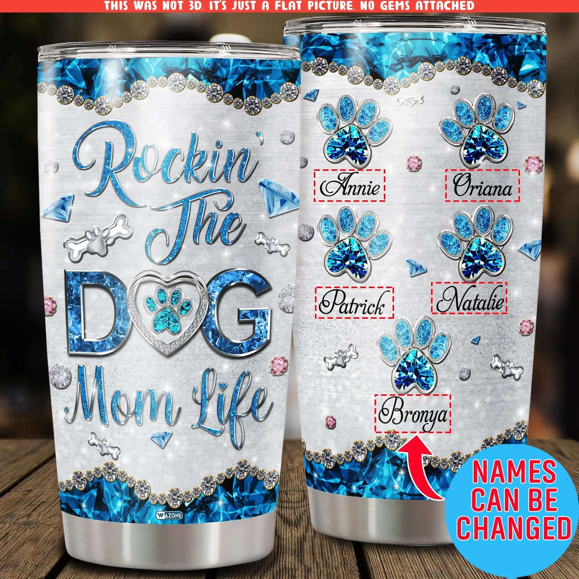 WAZONE Personalized Rocking The Dog Mom Life Tumbler Cup Custom 5 Names Stainless Steel Funny Saying Travel Mug 20oz 30oz Mother Day Birthday Gift For Her Dogs Moms Pet Animal Lovers WAZONE