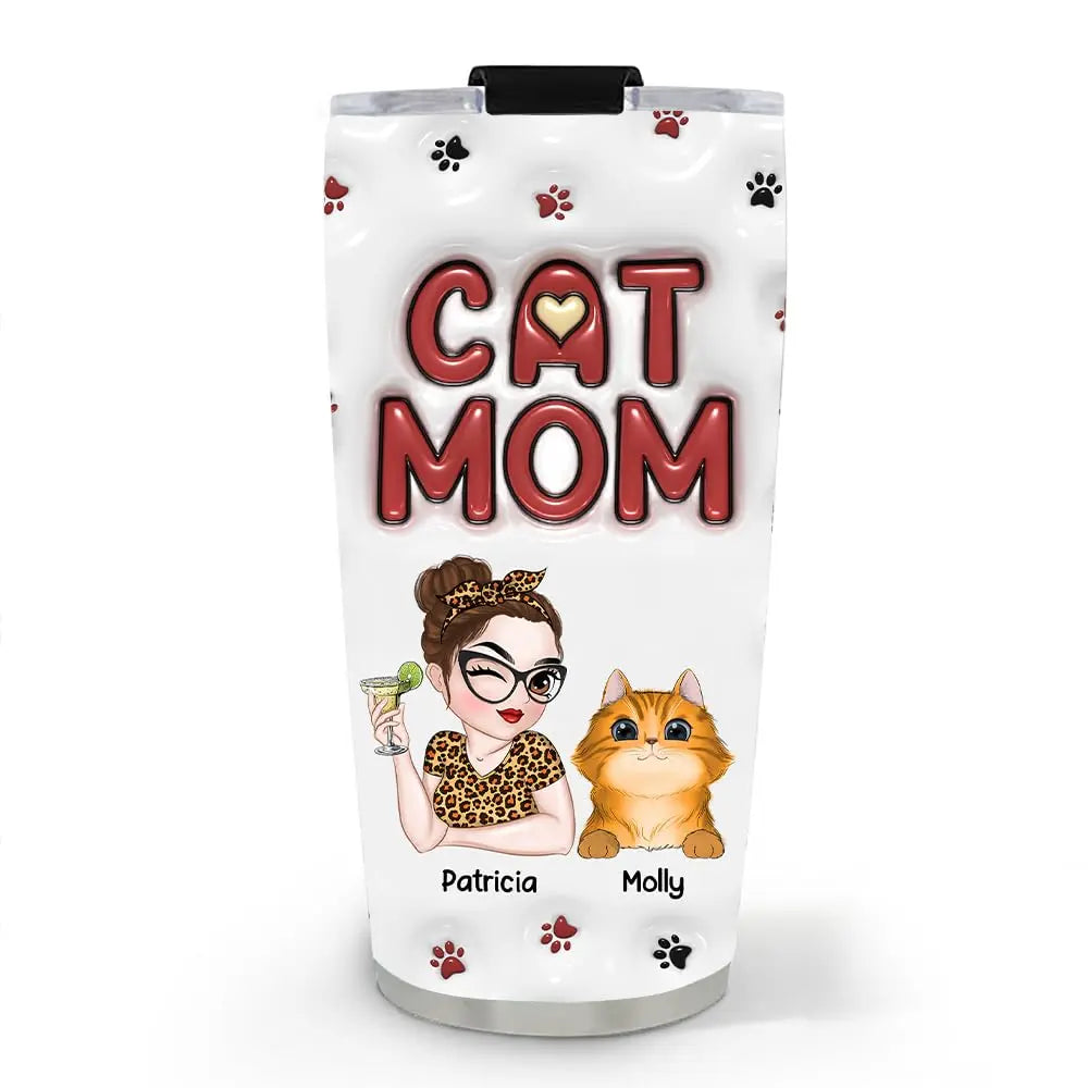 Wrappiness Lovely Cat Mom Custom Tumbler – Personalized Stainless Steel Tumblers - Perfect Gifts for Women & Cat Mama Gifts – Birthday Gifts for Women Cat Lovers Wrappiness