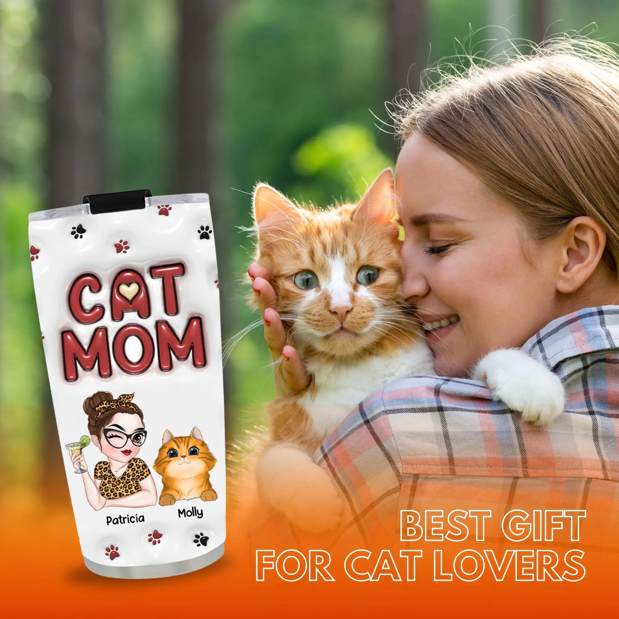 Wrappiness Lovely Cat Mom Custom Tumbler – Personalized Stainless Steel Tumblers - Perfect Gifts for Women & Cat Mama Gifts – Birthday Gifts for Women Cat Lovers Wrappiness